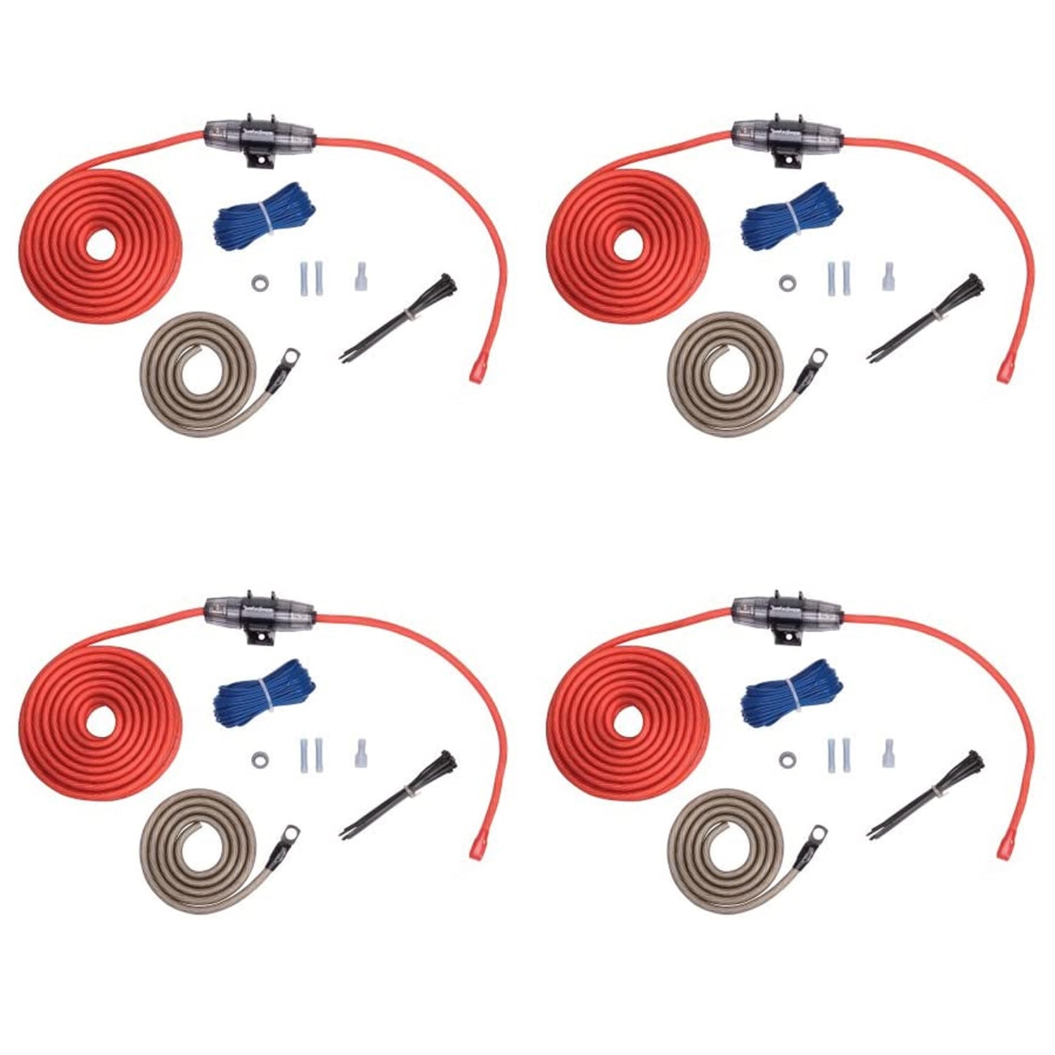 Rockford Fosgate 8 AWG Car Amplifier Power and Ground Installation Kit (4 Pack)