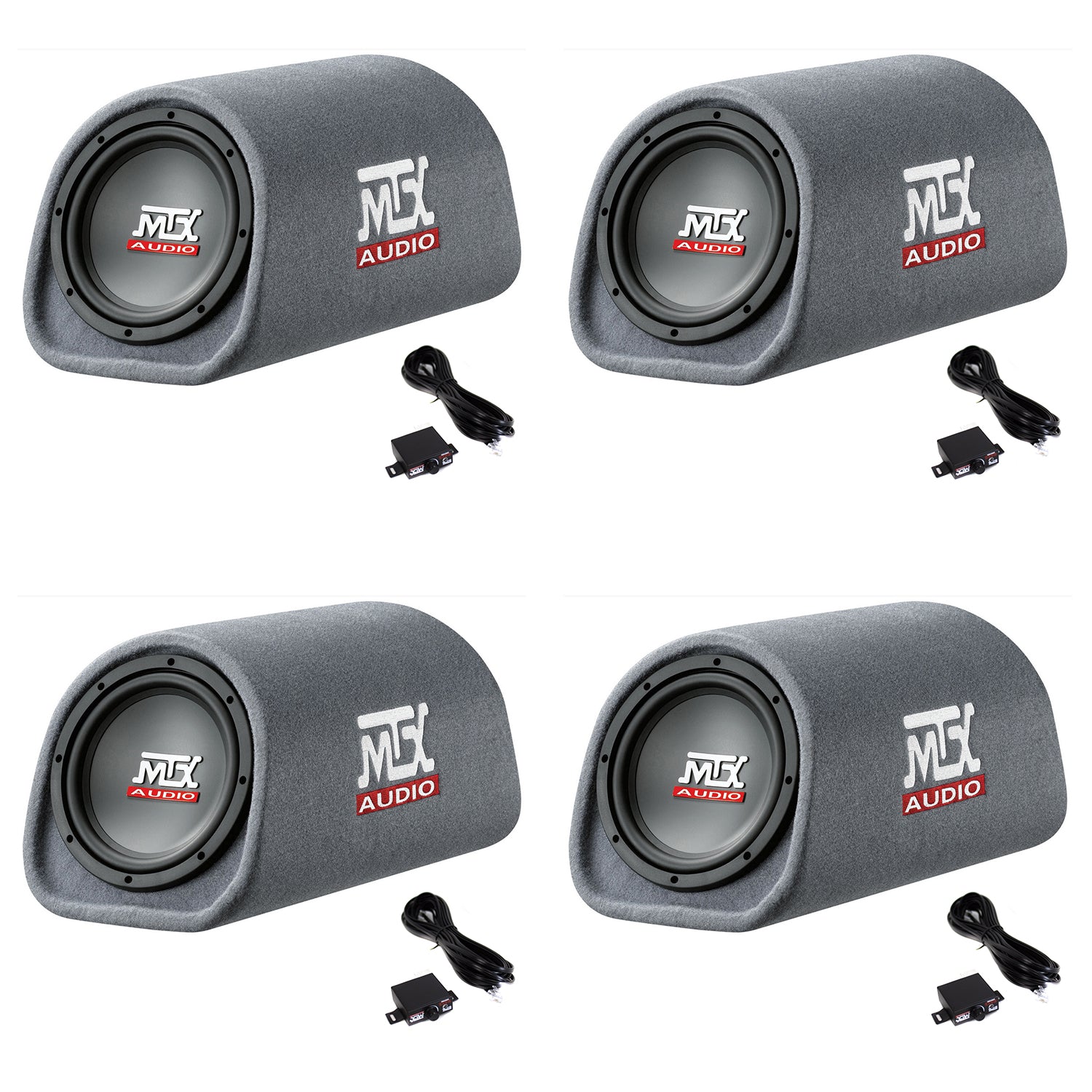 MTX RT8PT 8" 240W Loaded Subwoofer Enclosure Amplified Tube Vented (4 Pack) - VMInnovations
