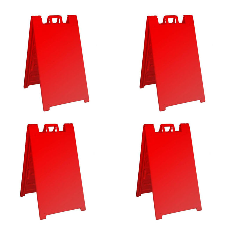 Plasticade Signicade A Frame Plain Portable Folding Sidewalk Sign, Red (4 Pack)