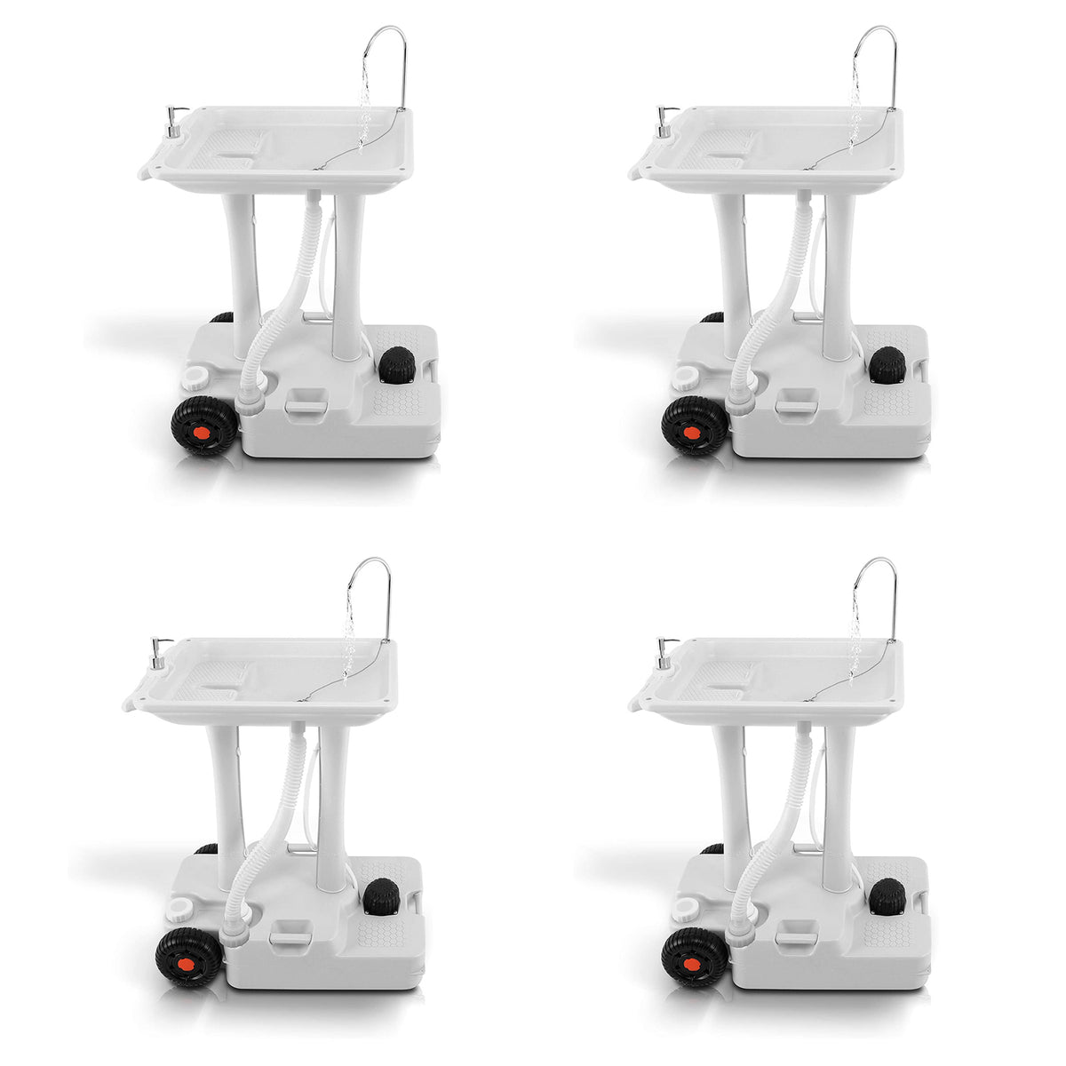 SereneLife Wheeled Mobile Foot Pump Hand Washing Stand Faucet Station (4 Pack)