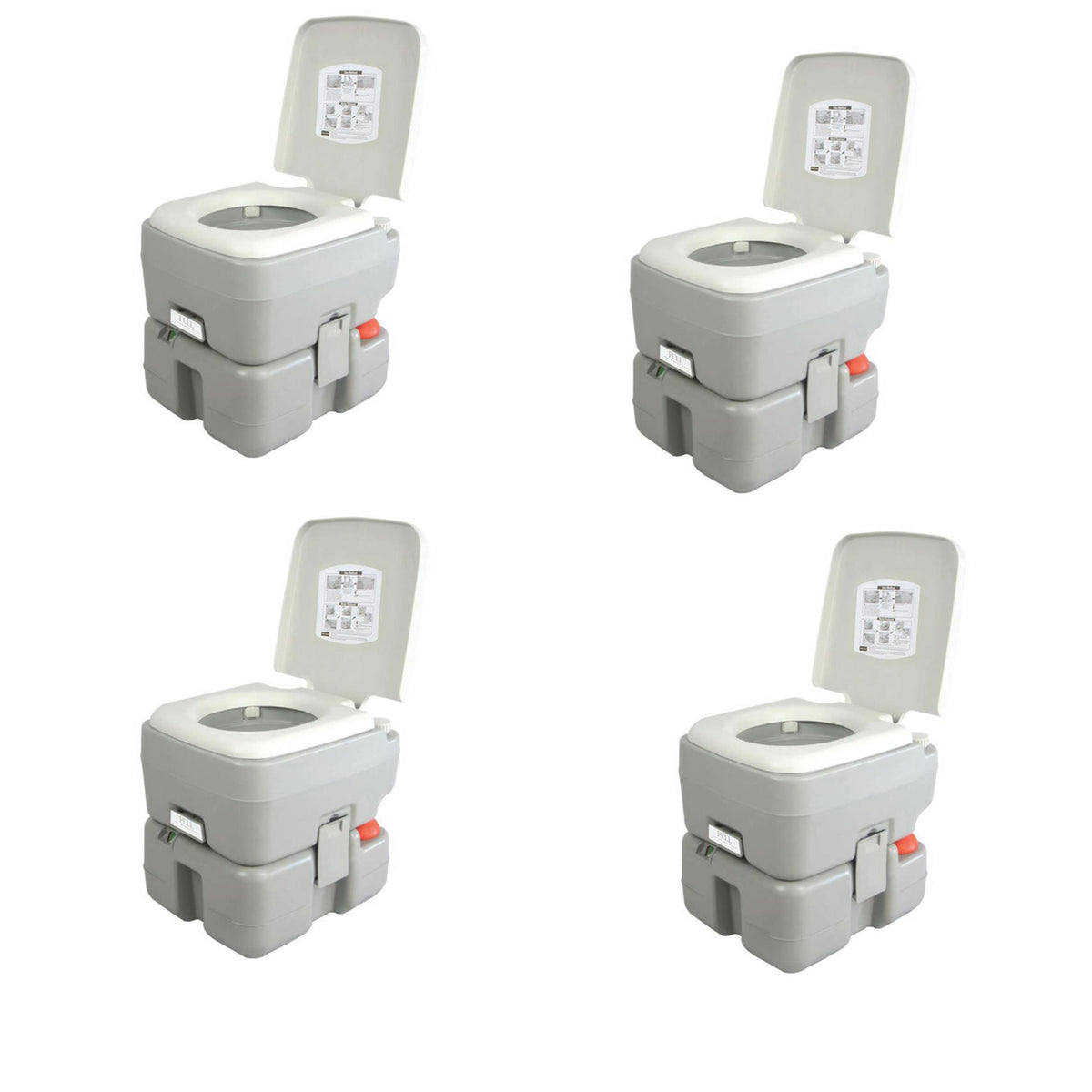 SereneLife Portable Flushing Indoor Outdoor Travel Camping RV Toilet (4 Pack)