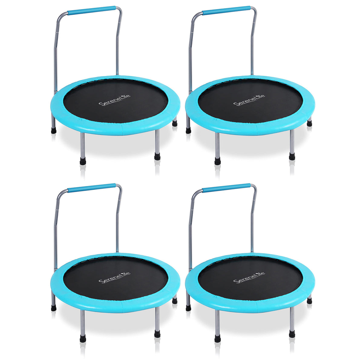 SereneLife 36 Inch Kids Outdoor Fitness Trampoline & Padded Frame Cover (4 Pack)