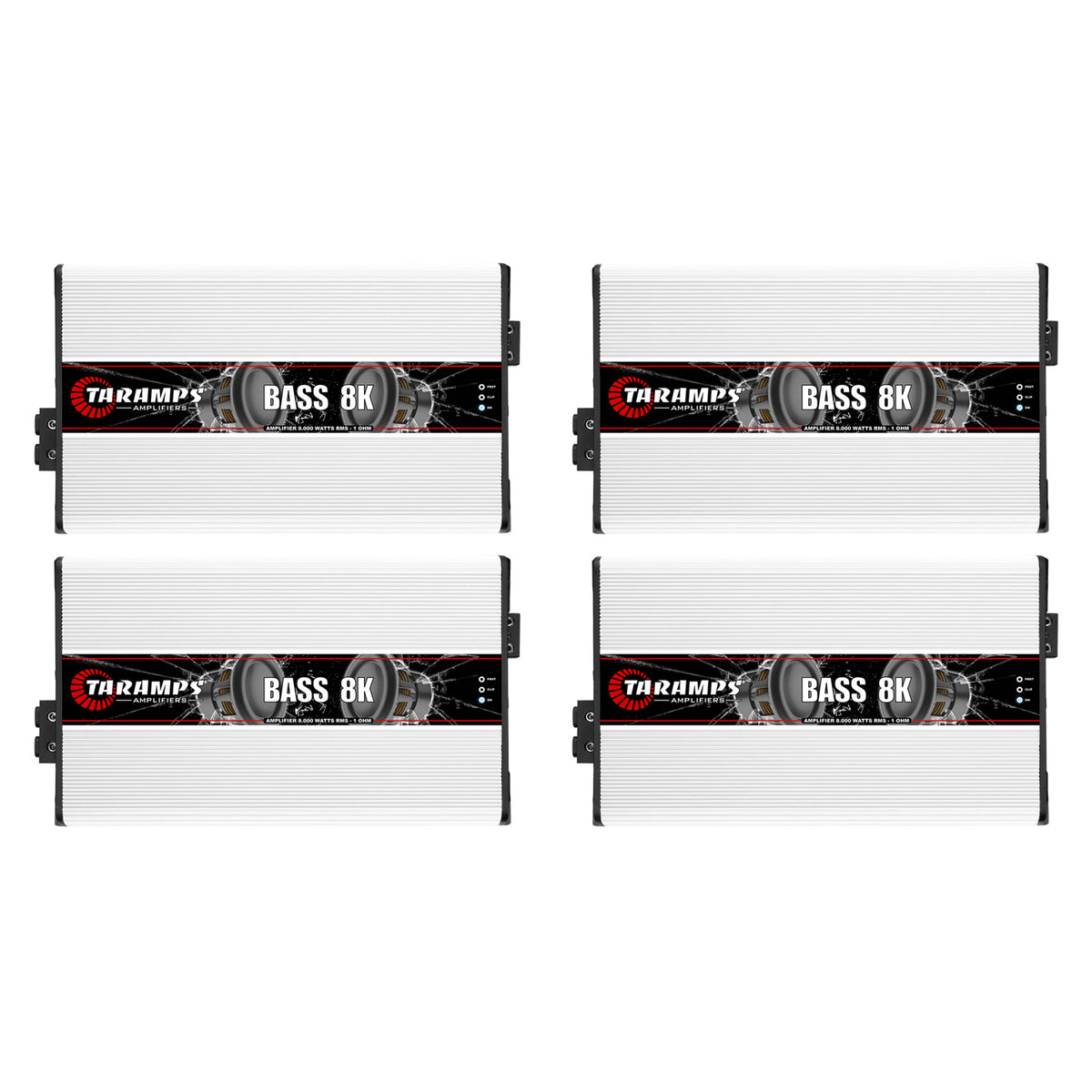 Taramps Class D BASS 8K 8000W 1 Ohm Auto Sound Systems Mono Amplifier (4 Pack)