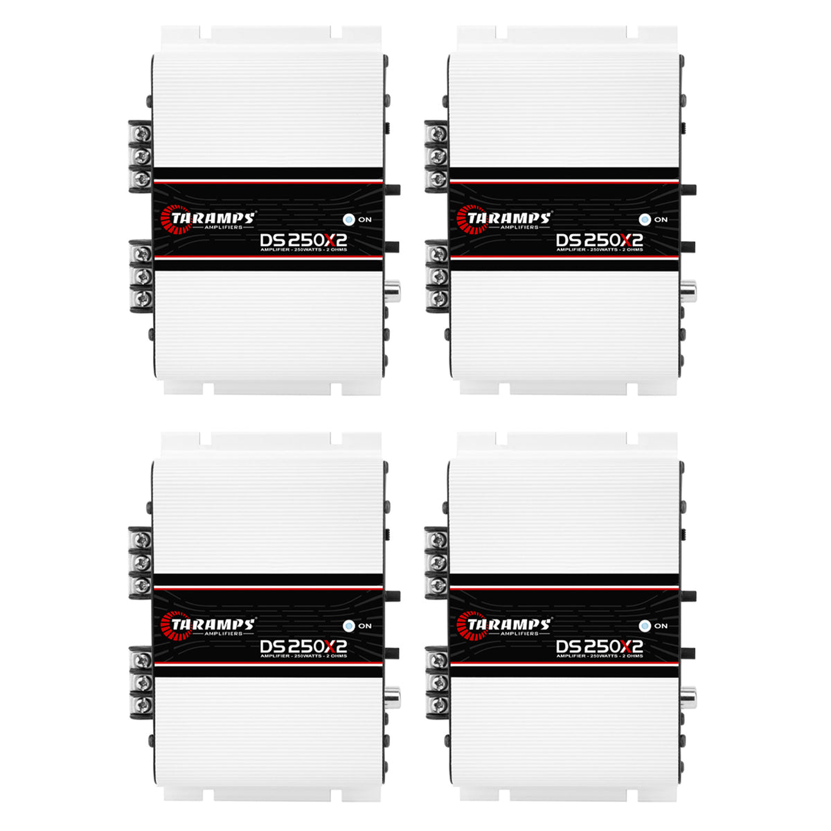 Taramps DS 250X2 Class D 250 Watt RMS & 2 Ohms Car 2 Channel Amplifier (4 Pack)