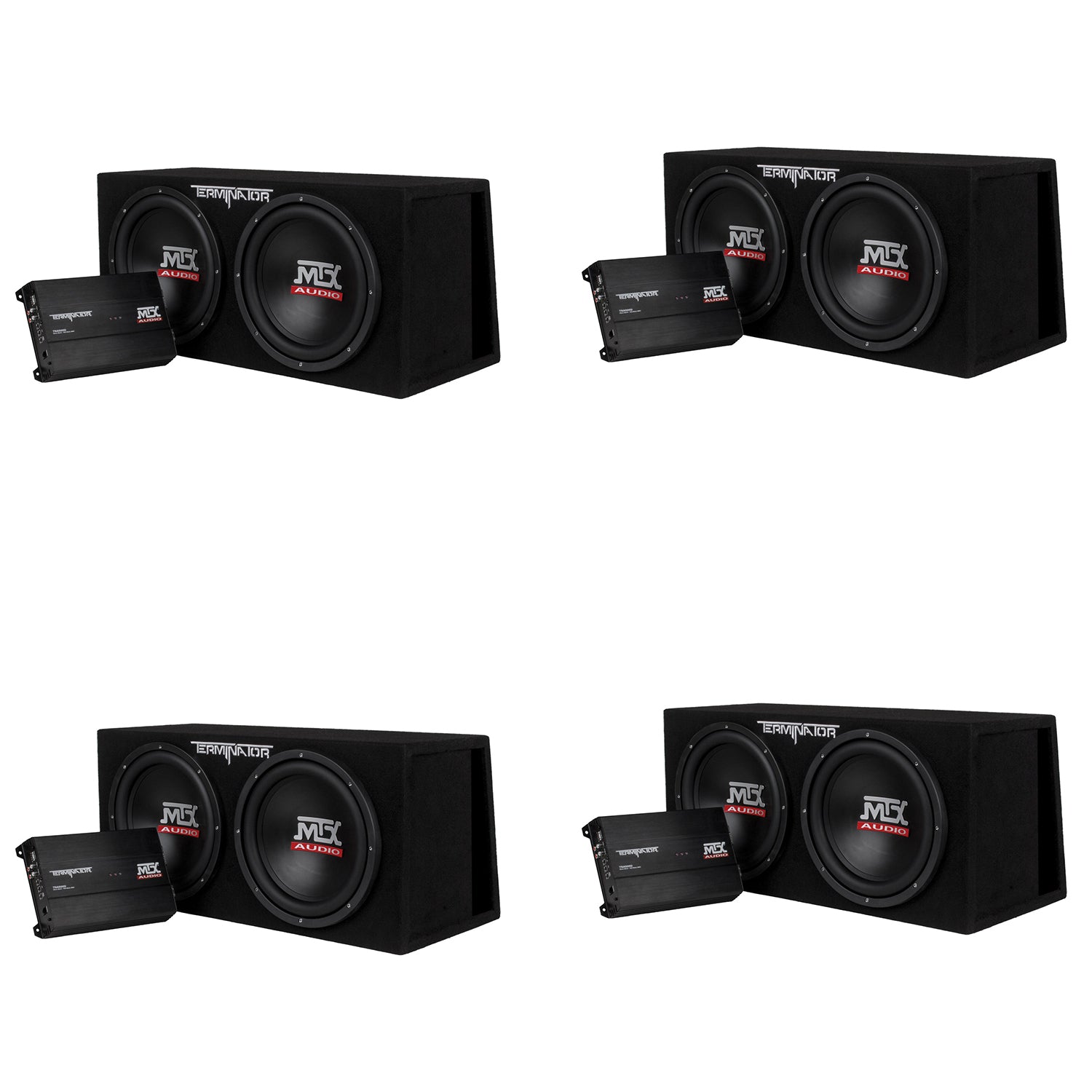 MTX TNP212DV 12-Inch 2000-W Dual Loaded Subwoofer Enclosure w/Amplifier (4 Pack) - VMInnovations