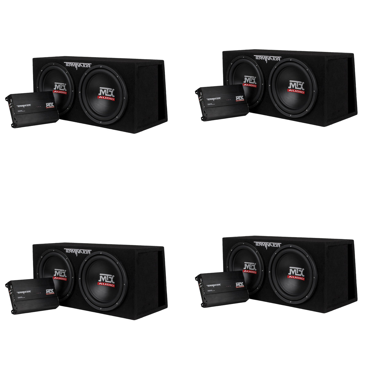 MTX TNP212DV 12-Inch 2000-W Dual Loaded Subwoofer Enclosure w/Amplifier (4 Pack)
