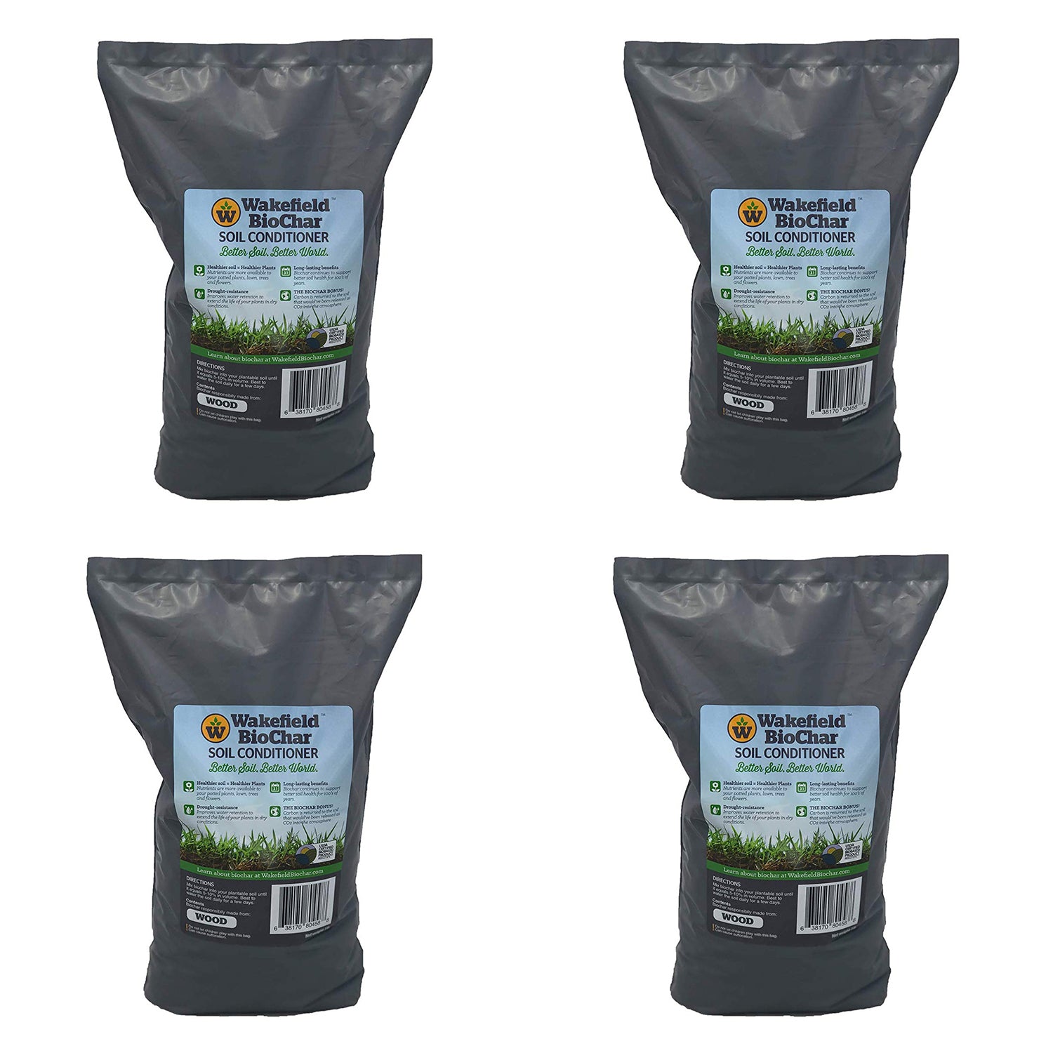 Wakefield 1 Pound Premium Biochar Organic Garden Soil Conditioner (4 Pack)