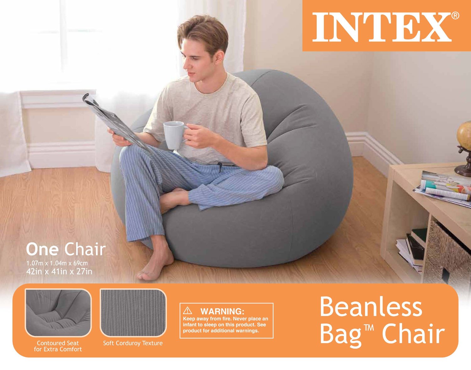 Intex Inflatable Beanless Bean Bag Chair & Intex Inflatable Ultra Lounge Chair