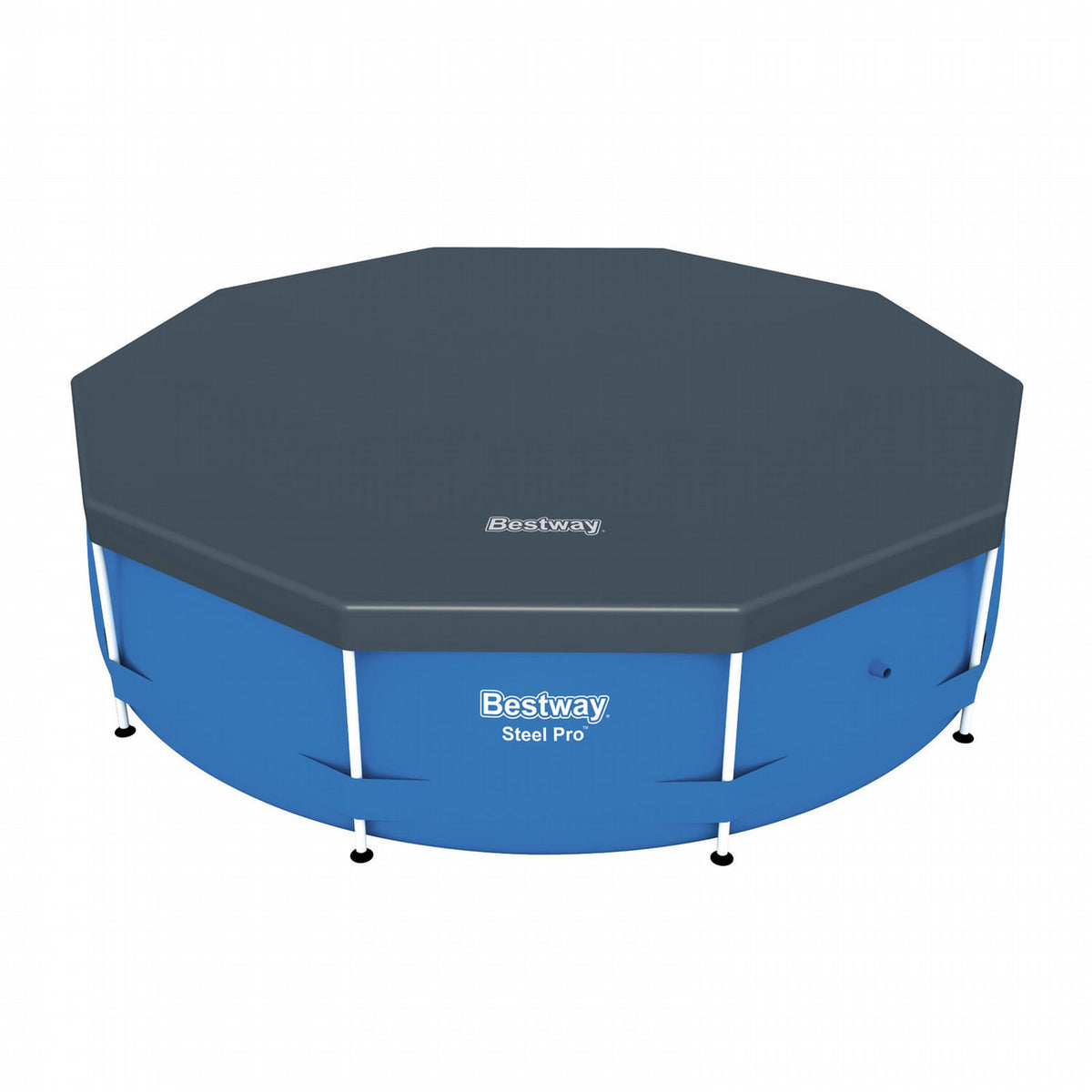 Bestway Round PVC 10 Foot Pool Cover for Above Ground Pro Frame Pools (2 Pack) - VMInnovations