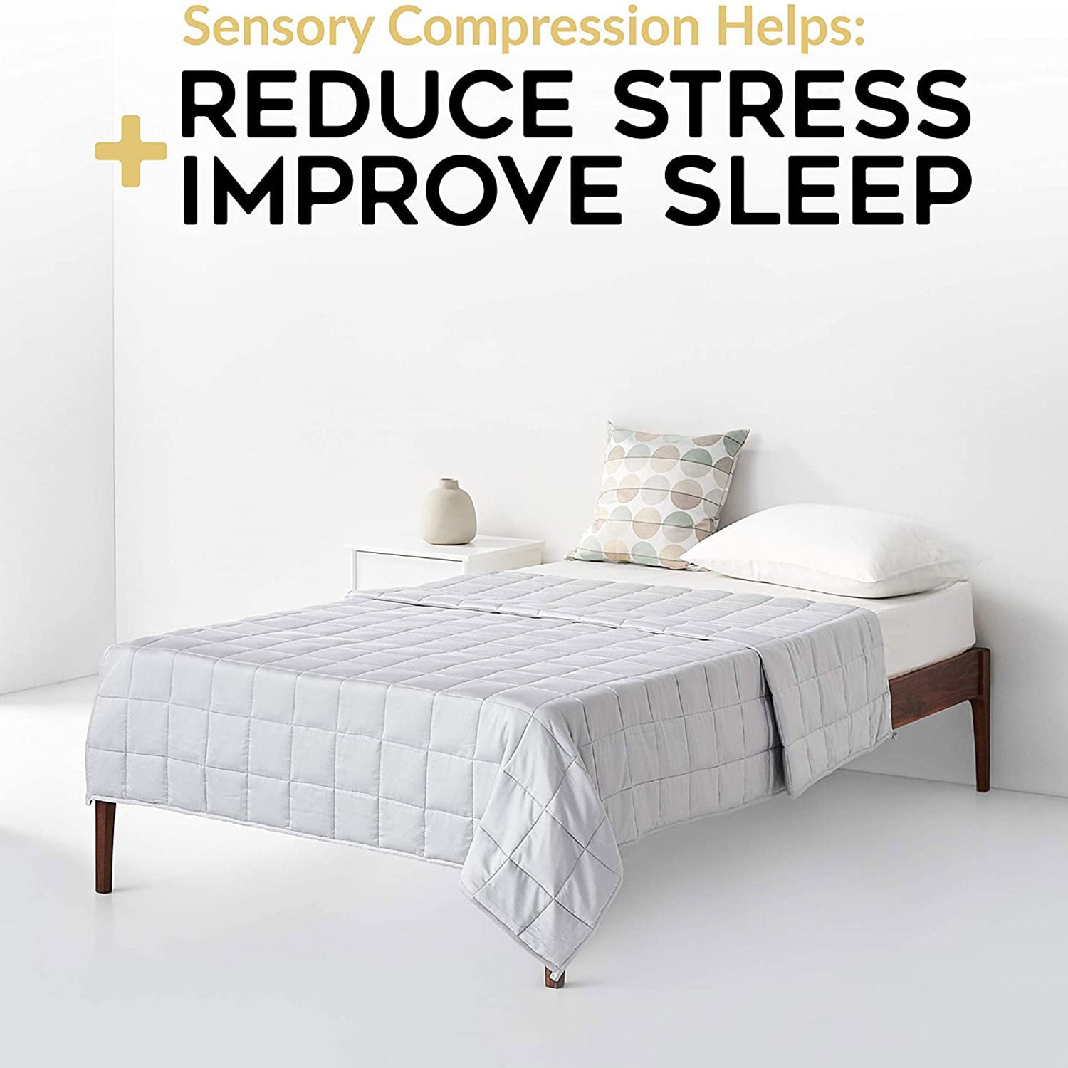 YnM 60x80" Premium Weighted Blanket for Queen & King Beds, Light Grey (Open Box) - VMInnovations