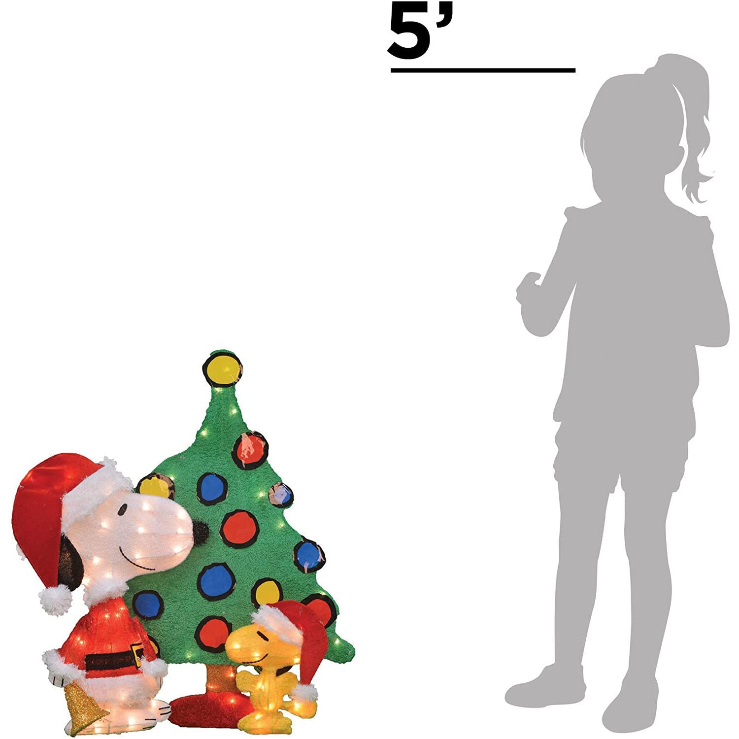 ProductWorks Peanuts 32" Snoopy & Woodstock Lit Tree Yard Decoration (Used)