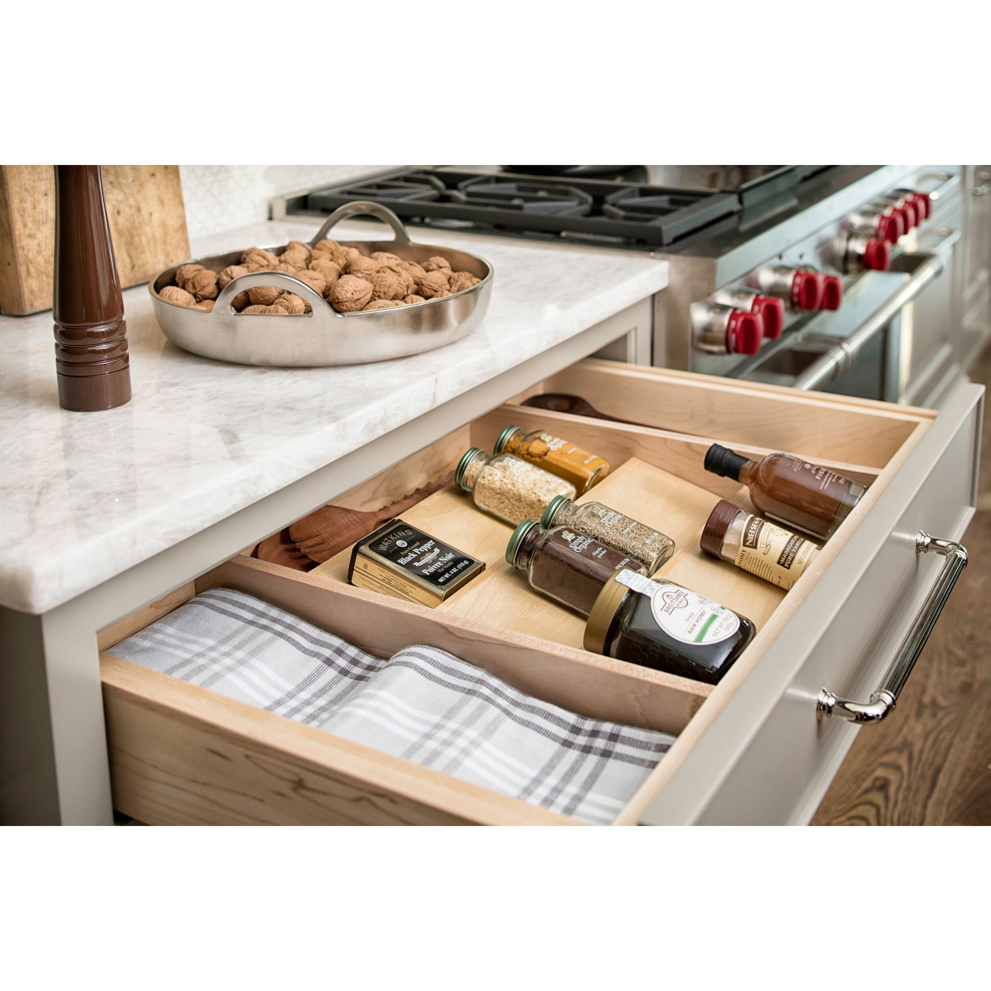 Rev-A-Shelf 4SDI-24 22" 3-Tier Wood Spice Drawer Organizer Insert, Maple (Used)