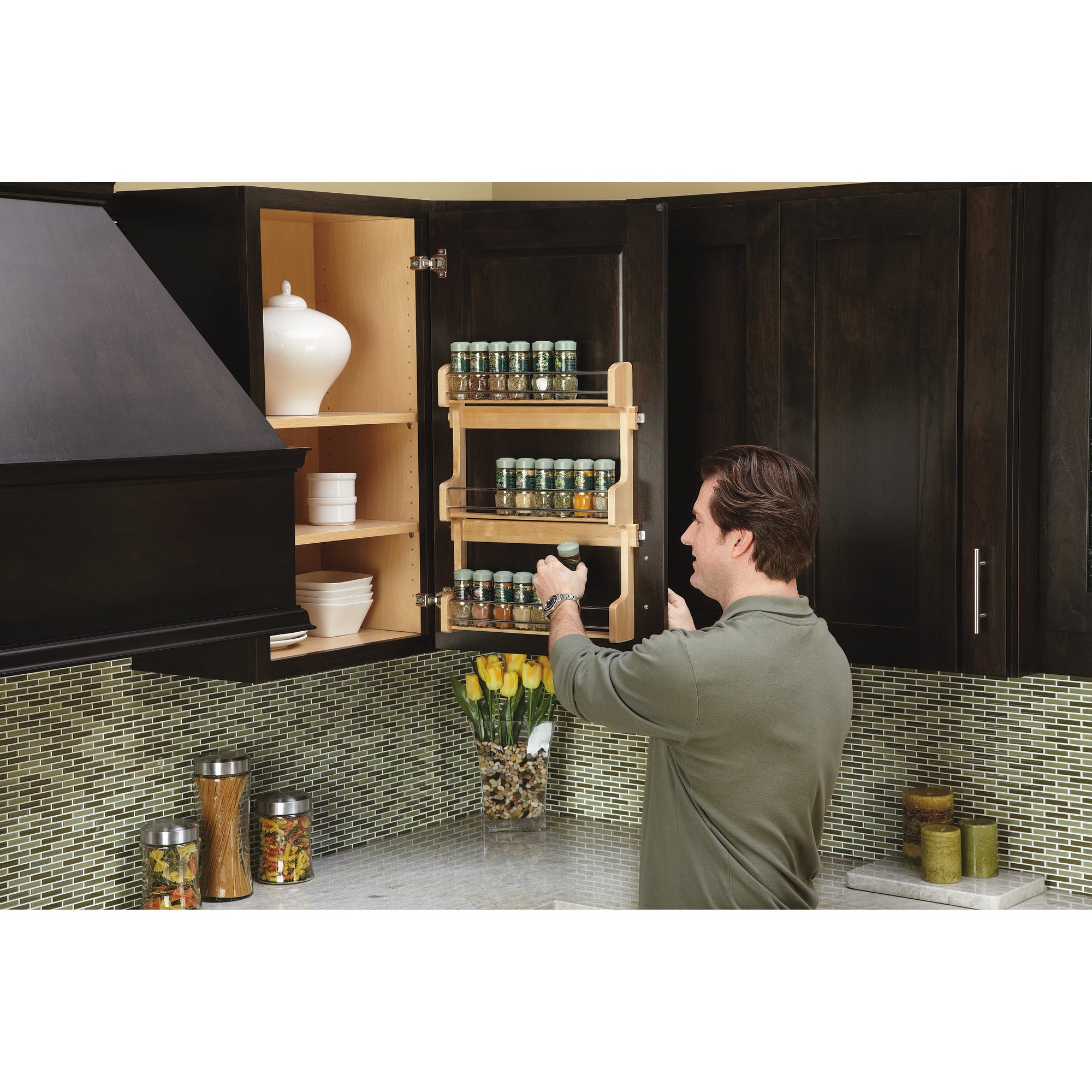 Rev-A-Shelf 21" Kitchen Cabinet Door Mounted 3-Shelf Storage Spice Rack, 4SR-21 - VMInnovations