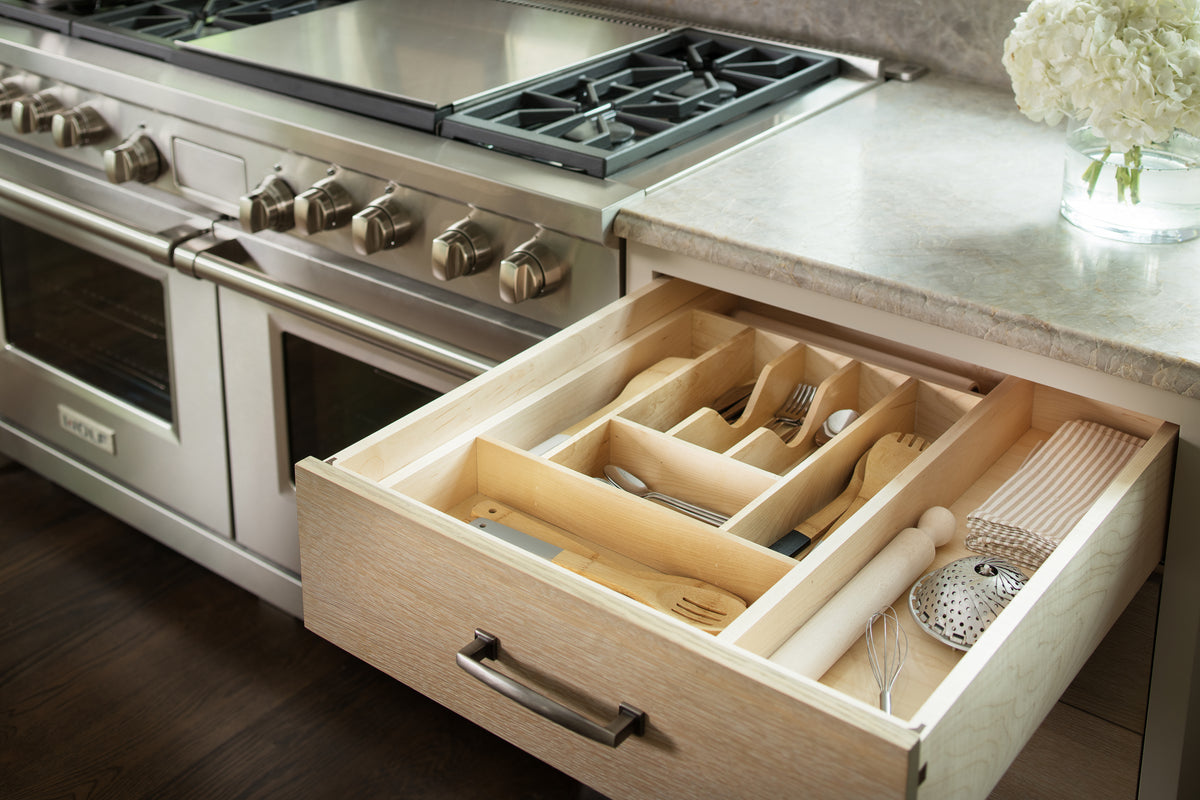 Rev-A-Shelf 9 Cutlery Compartment Tray Cabinet Insert Tall, Maple, 4WCT-3