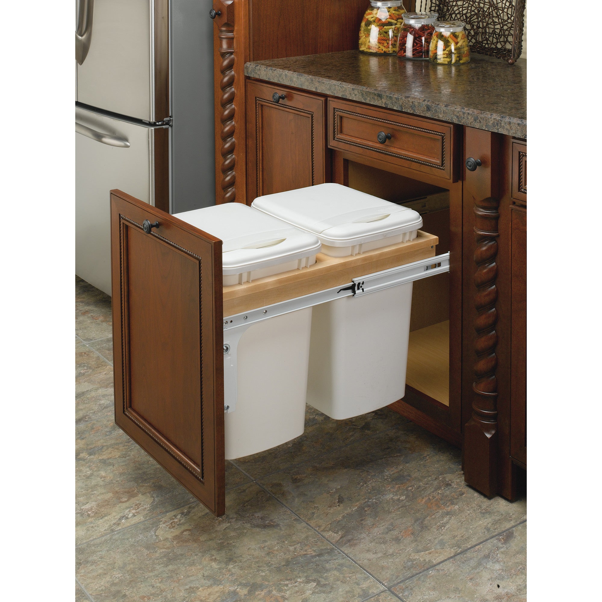 Rev-A-Shelf 4WCTM-18DM2-25 35 Quart Pull Out Double Trash Container Bin (2 Pack)