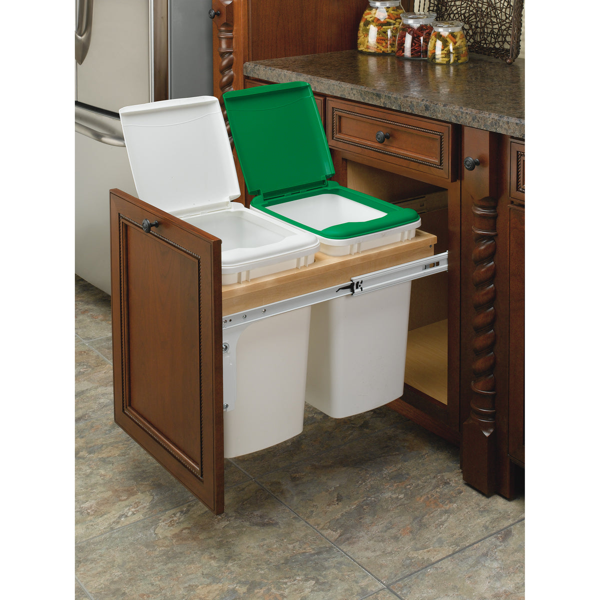Rev-A-Shelf 4WCTM-18DM2-25 35 Quart Pull Out Double Trash Container Bin (2 Pack)