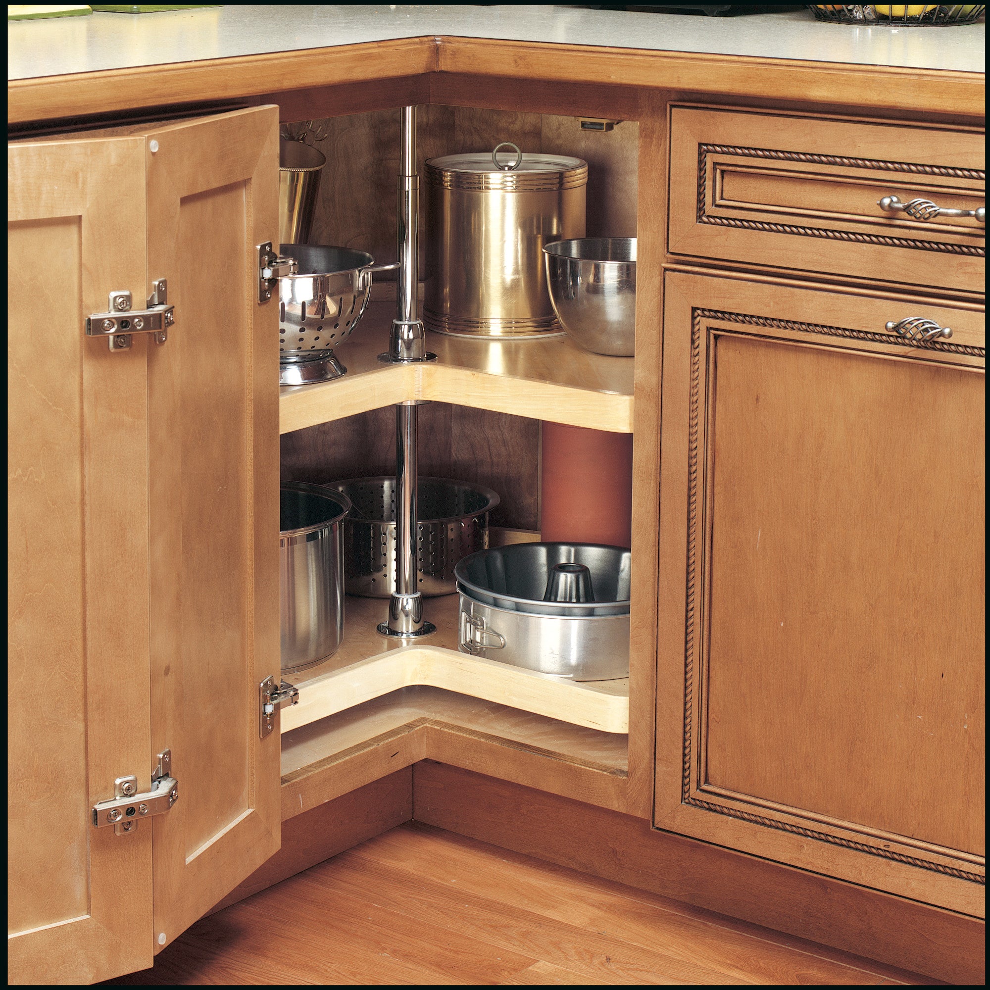 Rev-A-Shelf 32" Wooden Cabinet 2-Shelf Kidney Lazy Susan, Certified Refurbished