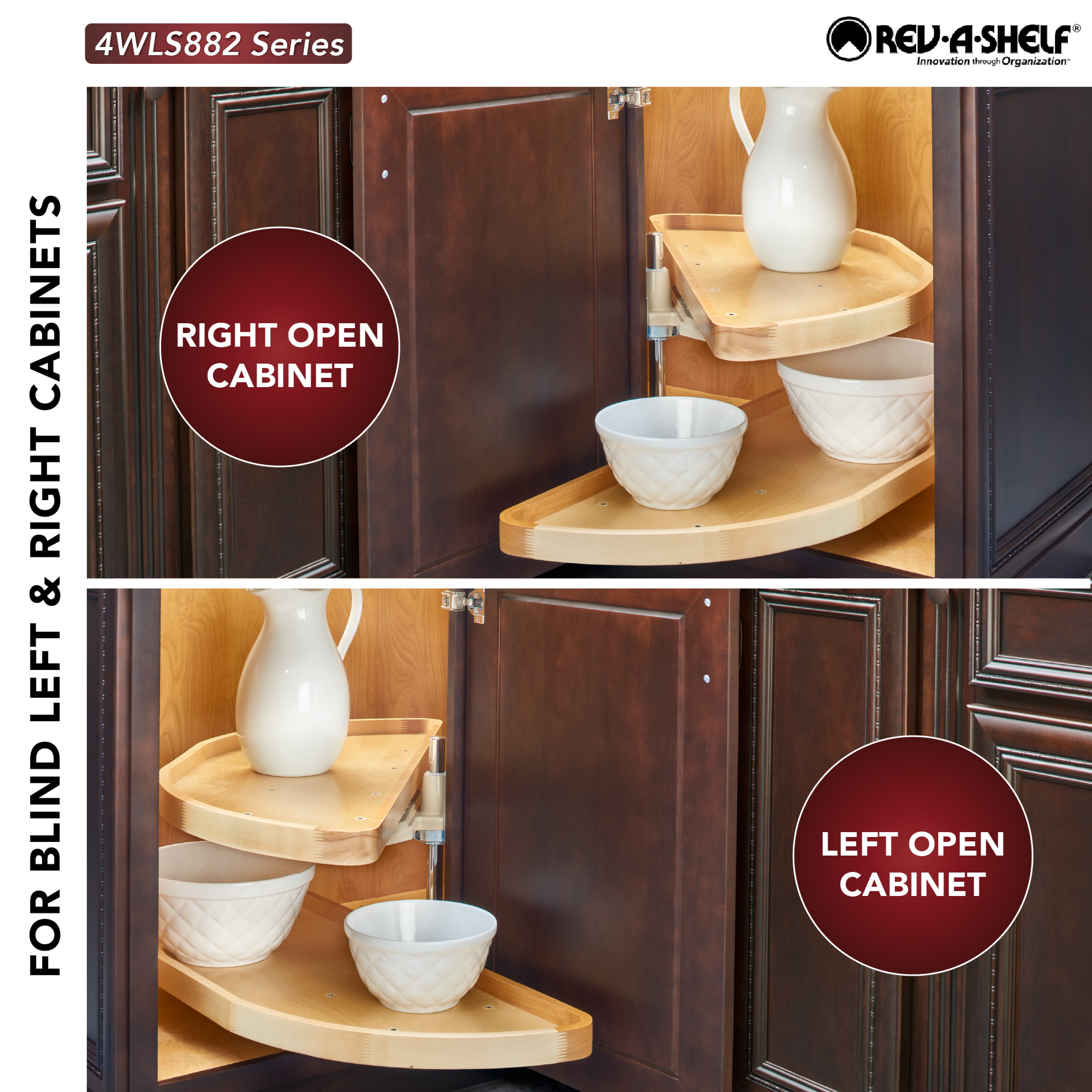 Rev-a-Shelf 35" Lazy Susan Half-Moon Shaped 2-Shelf Turner, 4WLS882-35-570