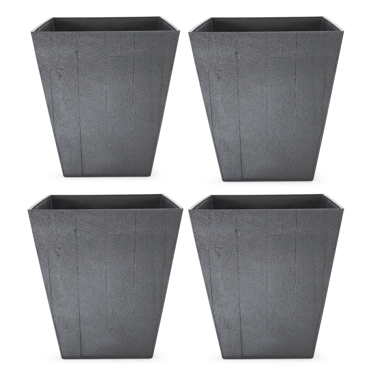 Suncast 16 Inch Farmington Rustic Wood Finish Garden Planter, Gray (4 Pack)