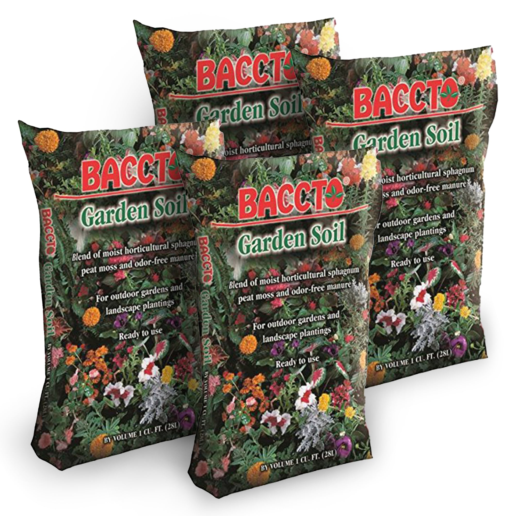 Michigan Peat Company BACCTO Garden Soil for Plants & Veggies, 1 Cu Ft, 4 Pack - VMInnovations