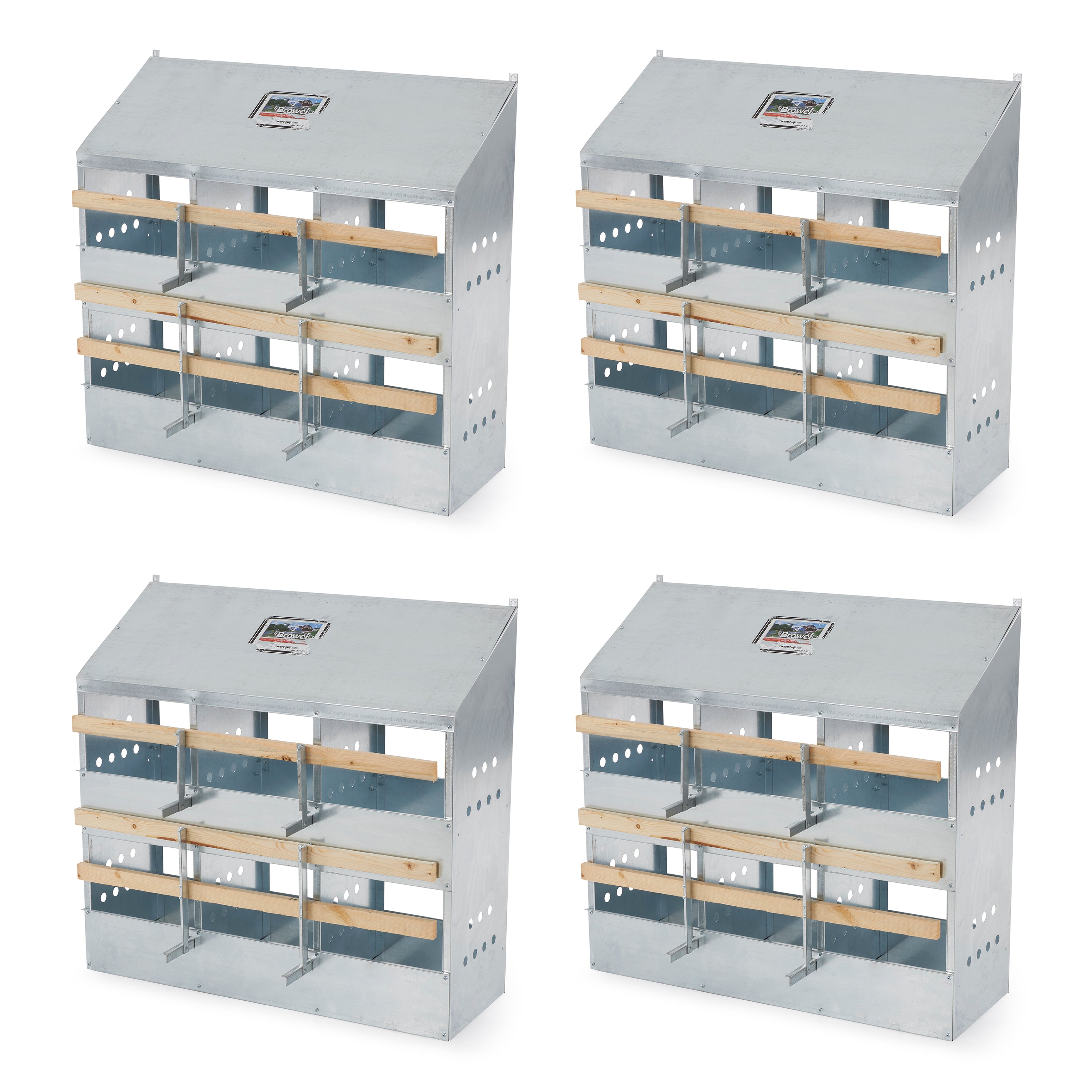 Brower 406B Galvanized Steel 6 Hole 30 Bird Nest Chicken Brooding Box (4 Pack)