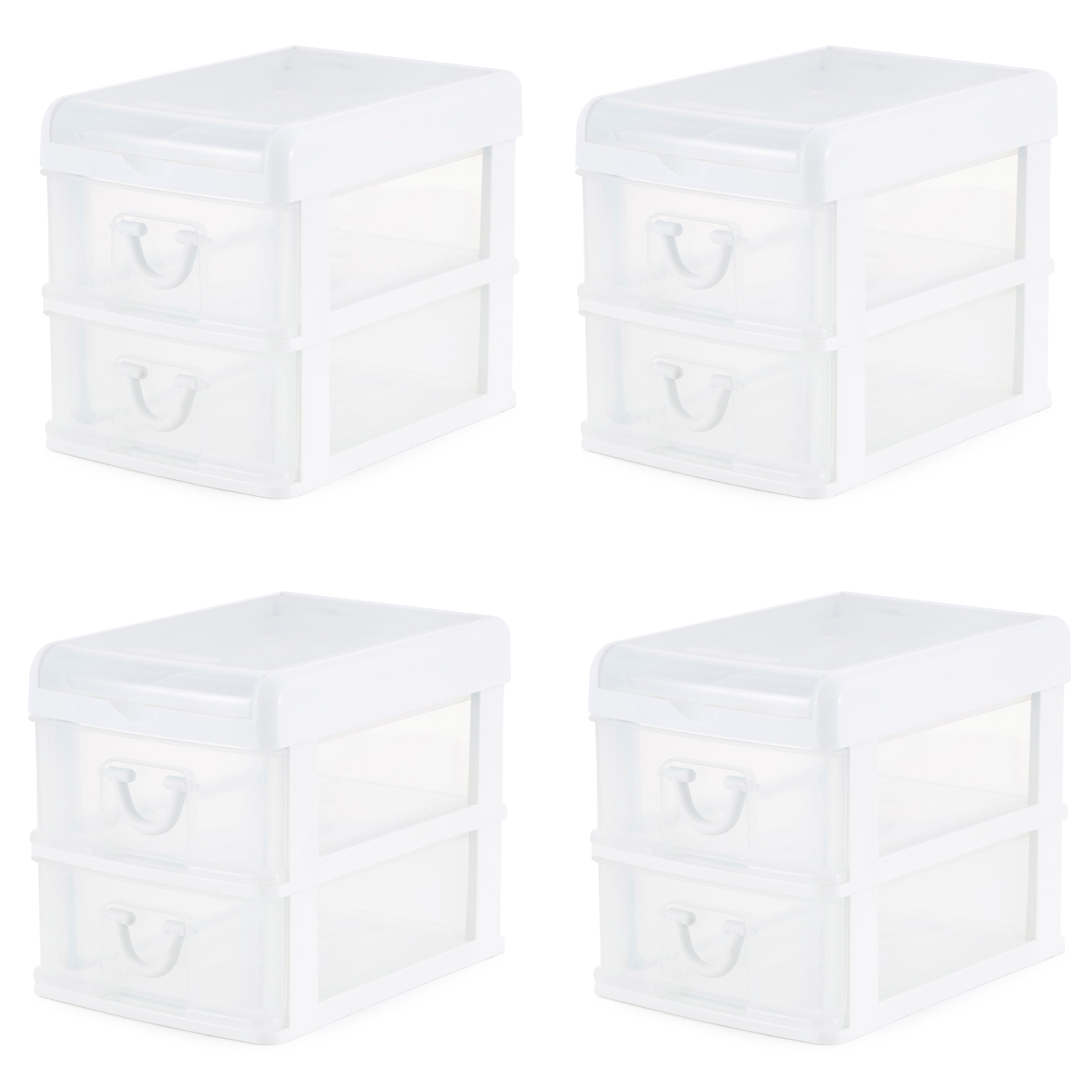 Gracious Living 2 Drawer Desktop Countertop Organizer with Flip Top Lid (4 Pack)