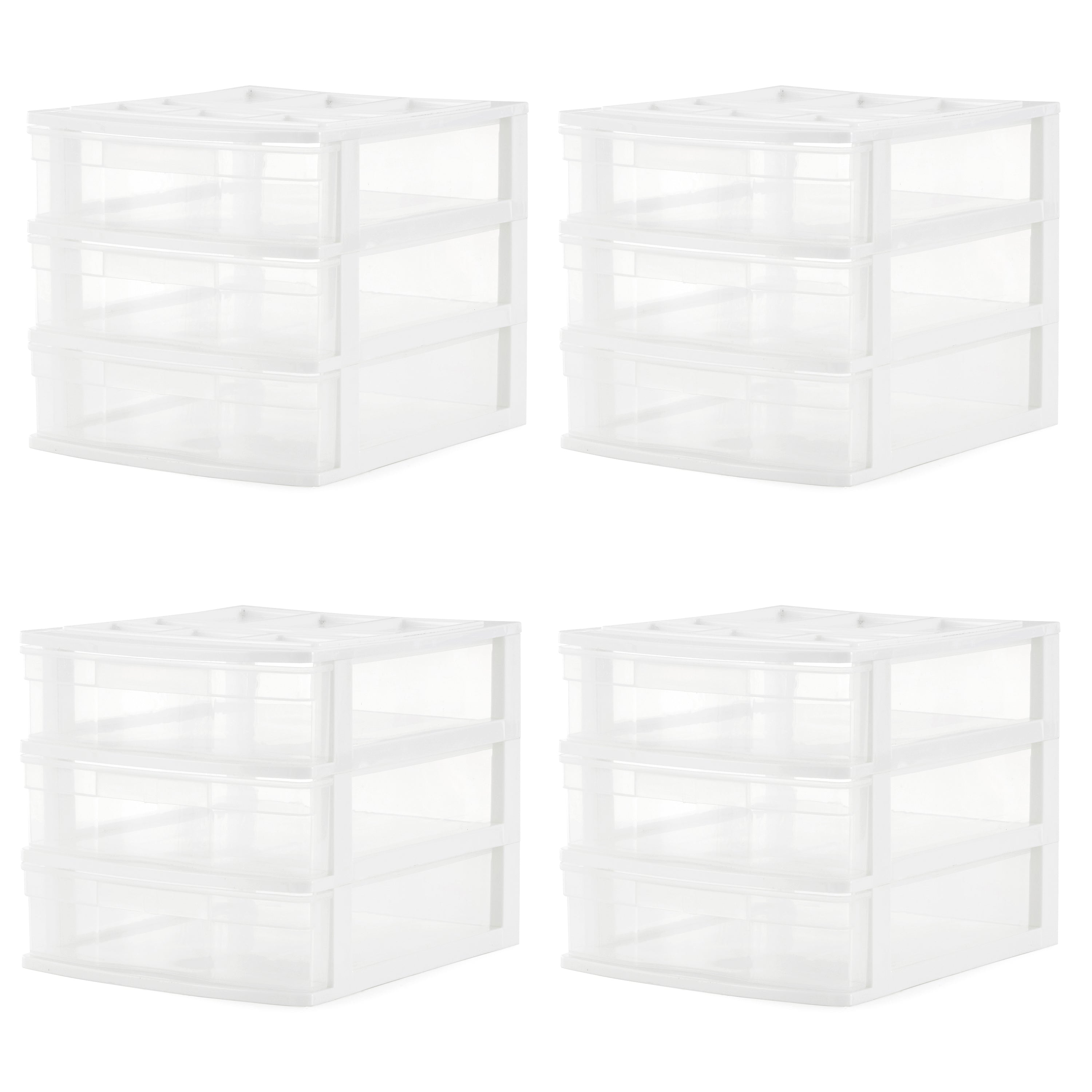 Gracious Living 3 Drawer Desktop Countertop Storage with Organizer Lid (4 Pack)
