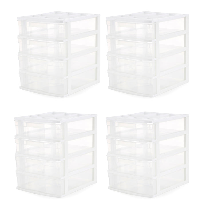 Gracious Living 4 Drawer Desktop Countertop Storage with Organizer Lid (4 Pack)