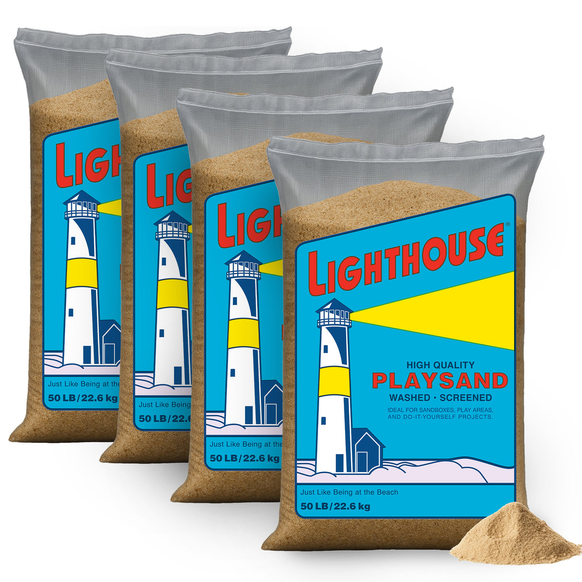 US Silica 4 Pack Lighthouse Comfortable Play Sand for Sand Tables, Beige, 50 Lbs