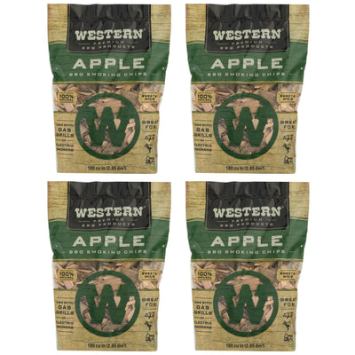 Western BBQ 180 Cu In Premium Apple Wood BBQ Grill/Smoker Cooking Chips (4 Pack)