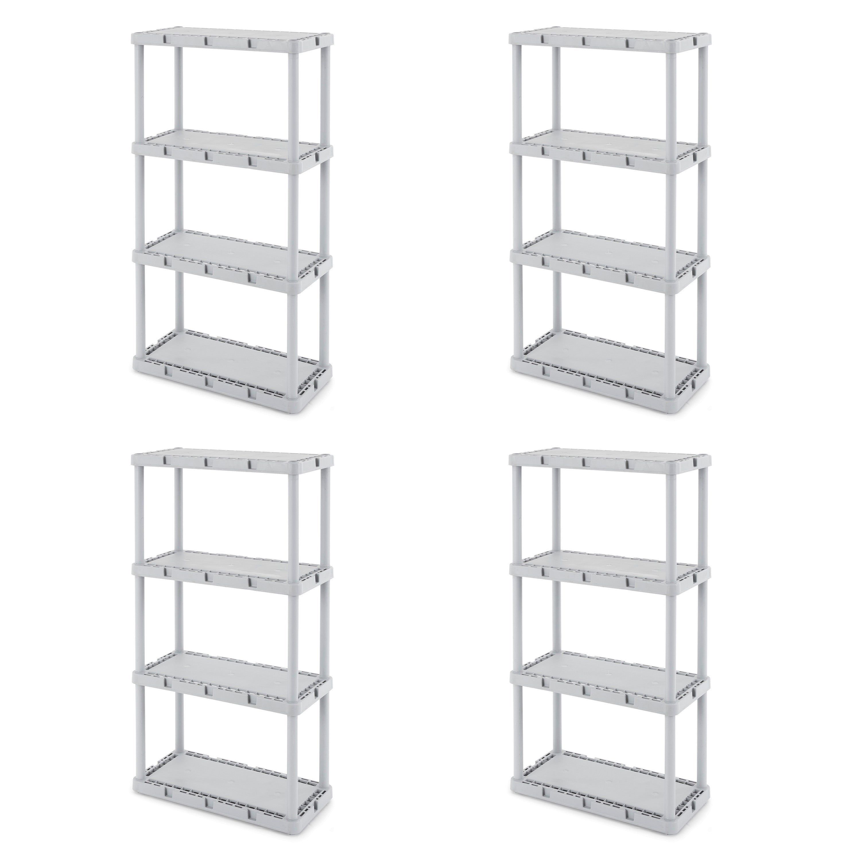 Gracious Living Knect-A-Shelf 4 Tier Light Duty Storage Shelving System (4 Pack) - VMInnovations