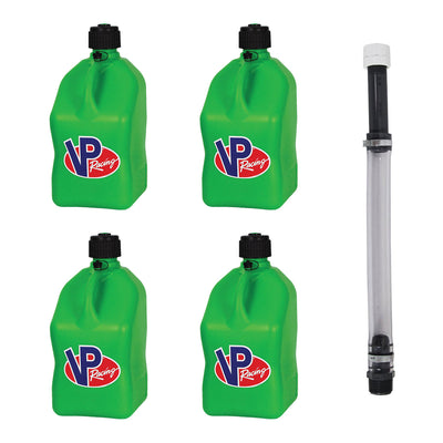 VP Racing Fuels 5.5 Gal Utility Jugs (4 Pack) with 14 Inch Standard Hose, Green