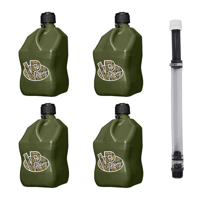 VP Racing Fuels 5.5 Gallon Utility Jugs (4 Pack) with 14 In Standard Hose, Camo