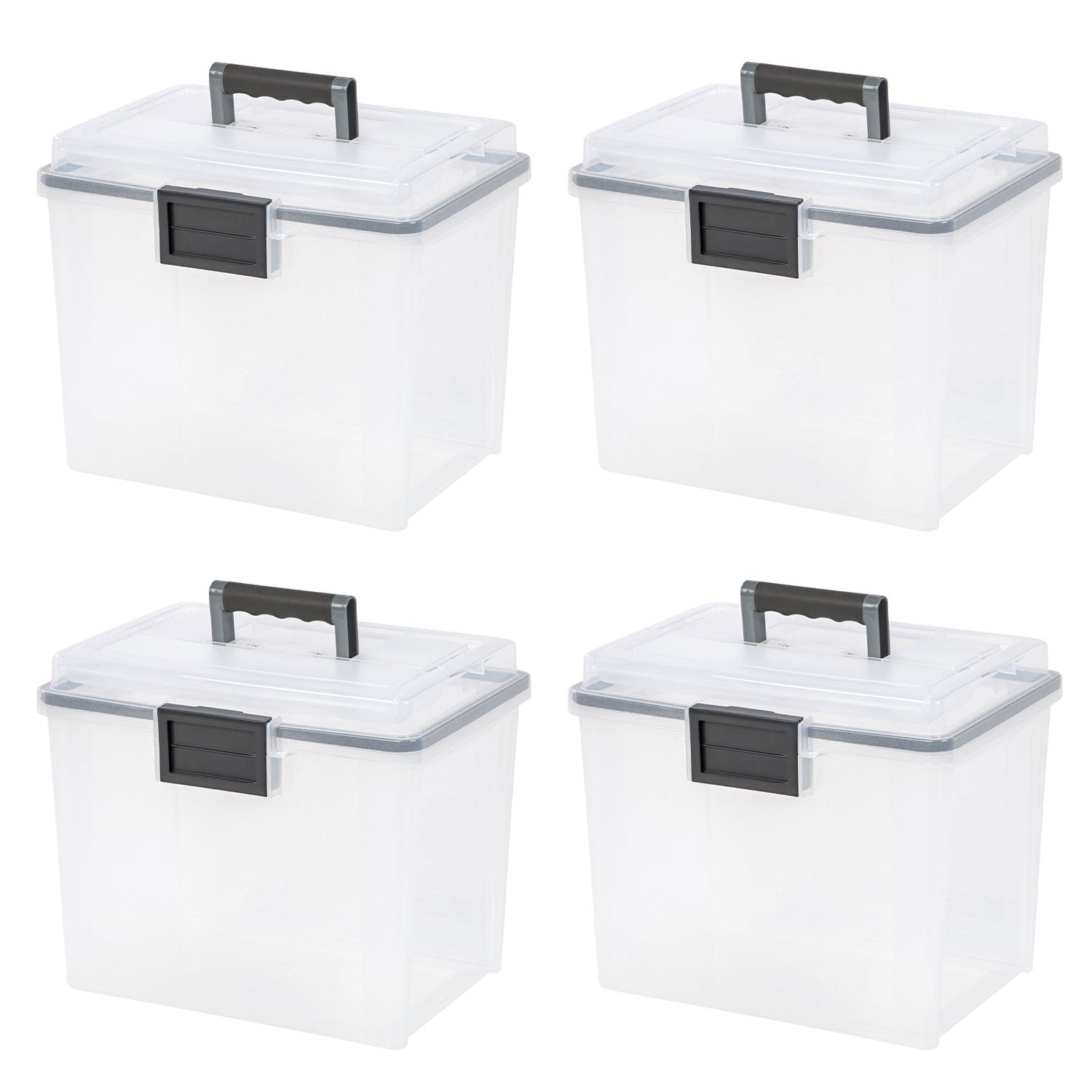 IRIS USA 19 Quart Letter Size Weathertight File Box, Clear (4 Pack) (Open Box)