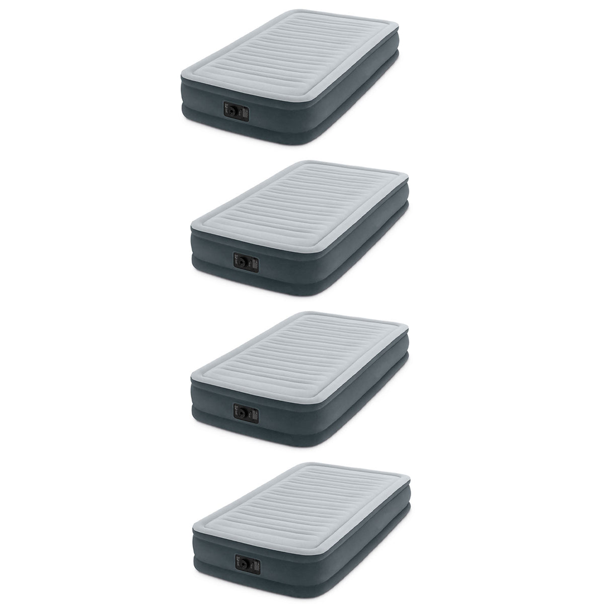 Intex PVC Dura-Beam Series Mid Rise Airbed with Built In Pump, Twin (4 Pack)