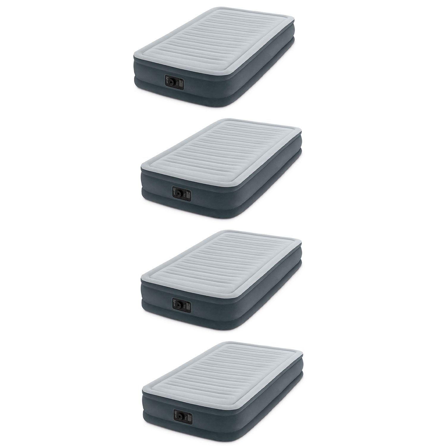 Intex PVC Dura-Beam Series Mid Rise Airbed with Built In Pump, Twin (4 Pack)
