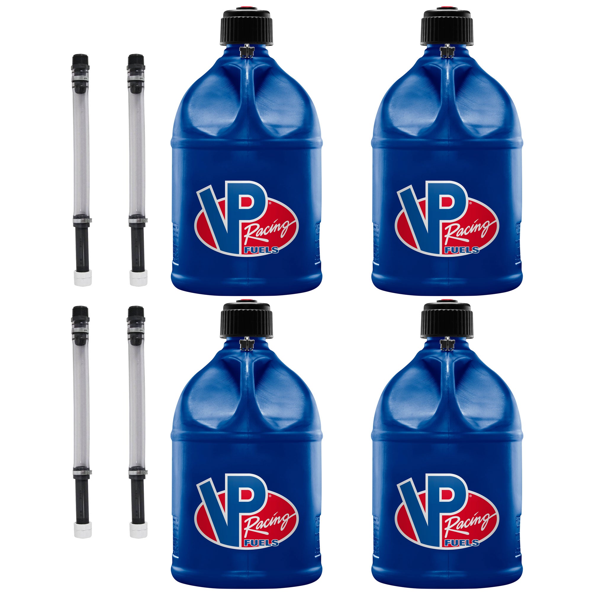VP Racing Fuels 5.5 Gallon Utility Container Blue w/ Deluxe Filler Hoses (4 Pack)