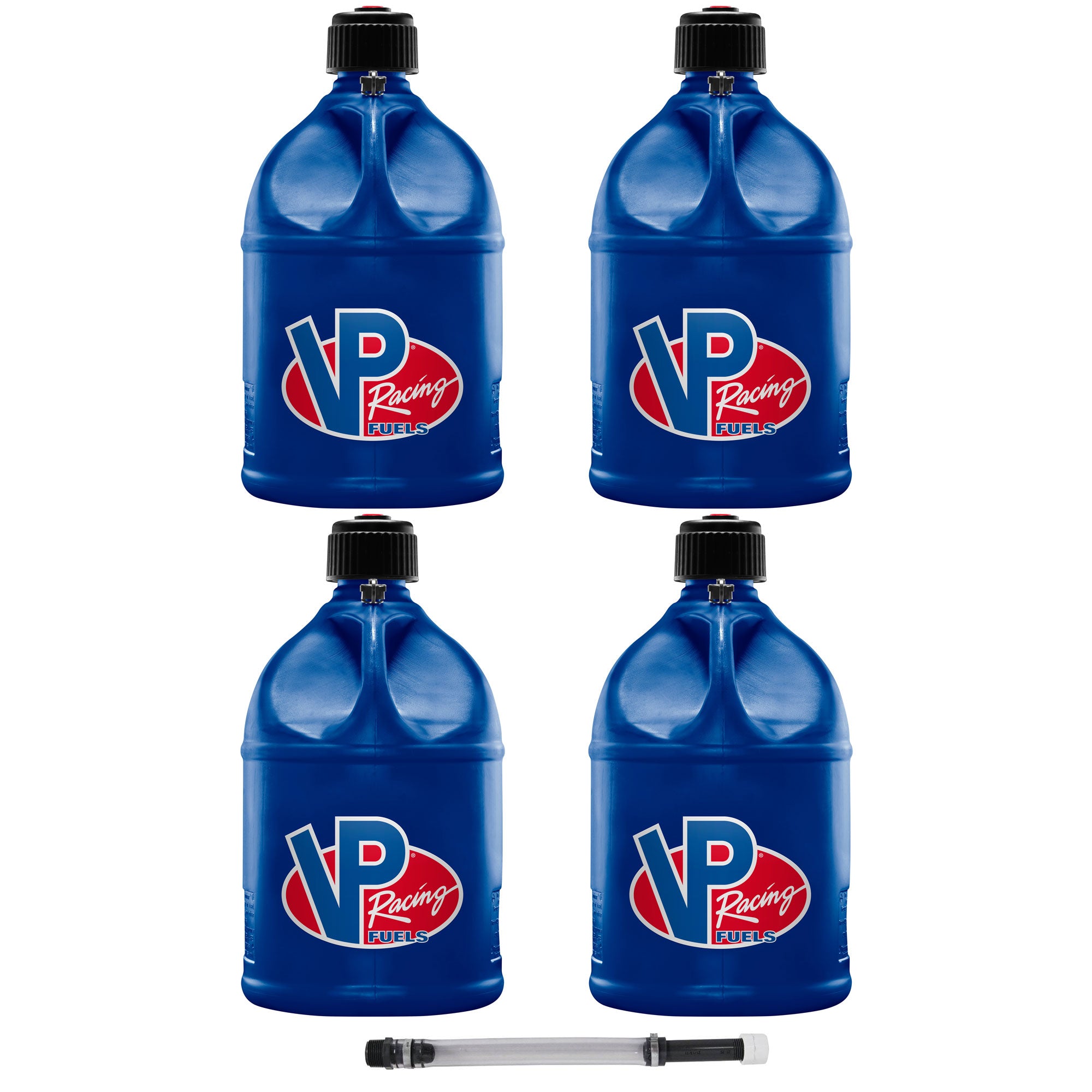 VP Racing Motorsport 5 Gallon Utility Jug Blue w/ 14 Inch Hose (4 Pack)