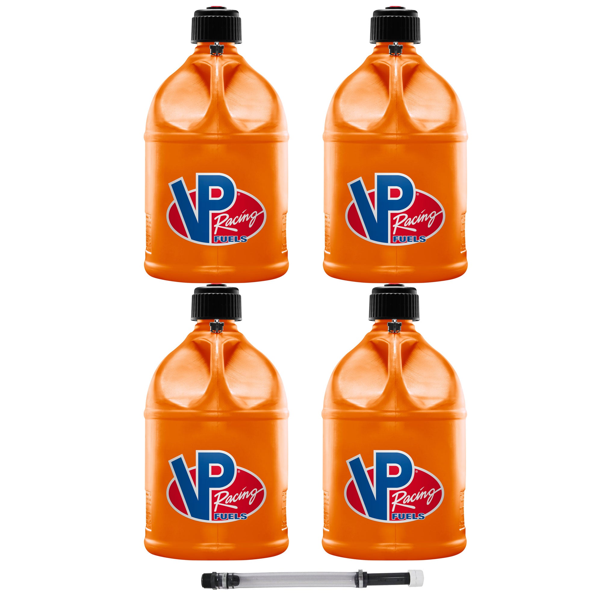 VP Racing Motorsport 5.5 Gallon Round Plastic Utility Jug (4 Pack) & 14 Inch Hose