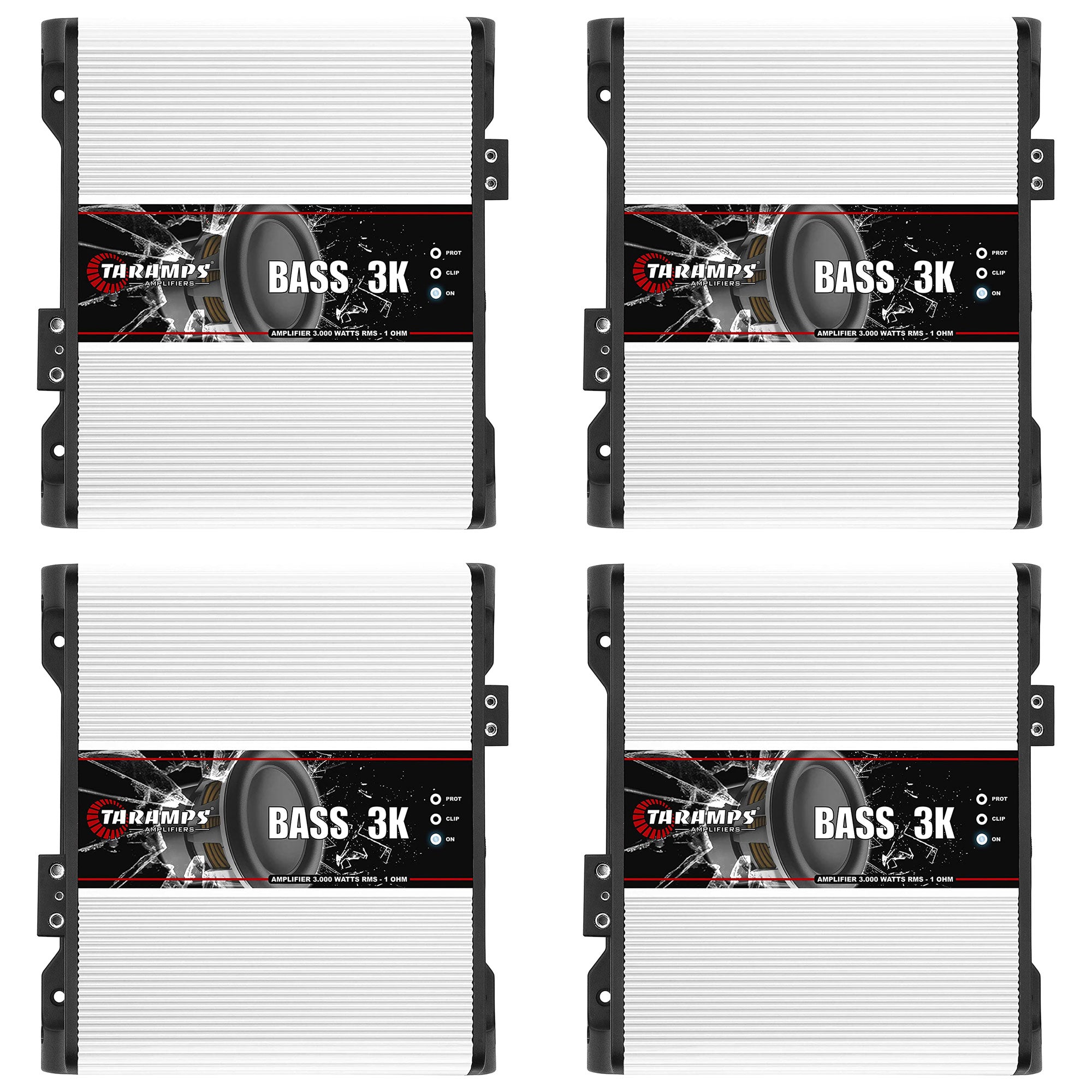 Taramps Class D BASS 3K 3000W RMS 1 Ohm Car Sound System Mono Amplifier (4 Pack)