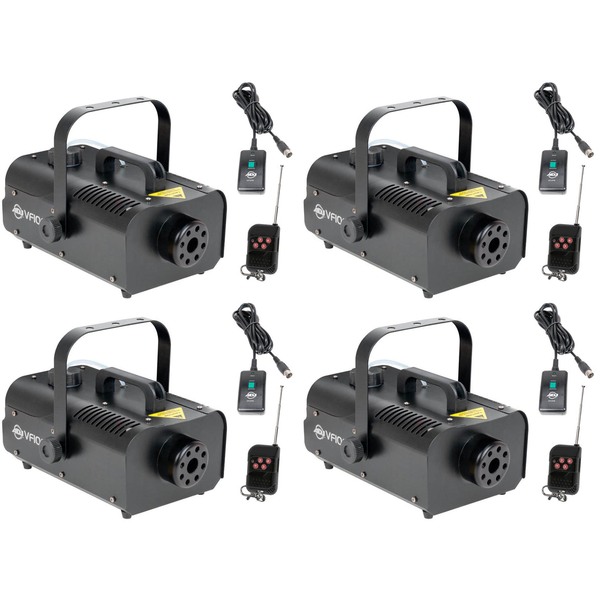American DJ VF1000 1000W 1 Liter Mobile Smoke Fog Machine with Remotes (4 Pack)