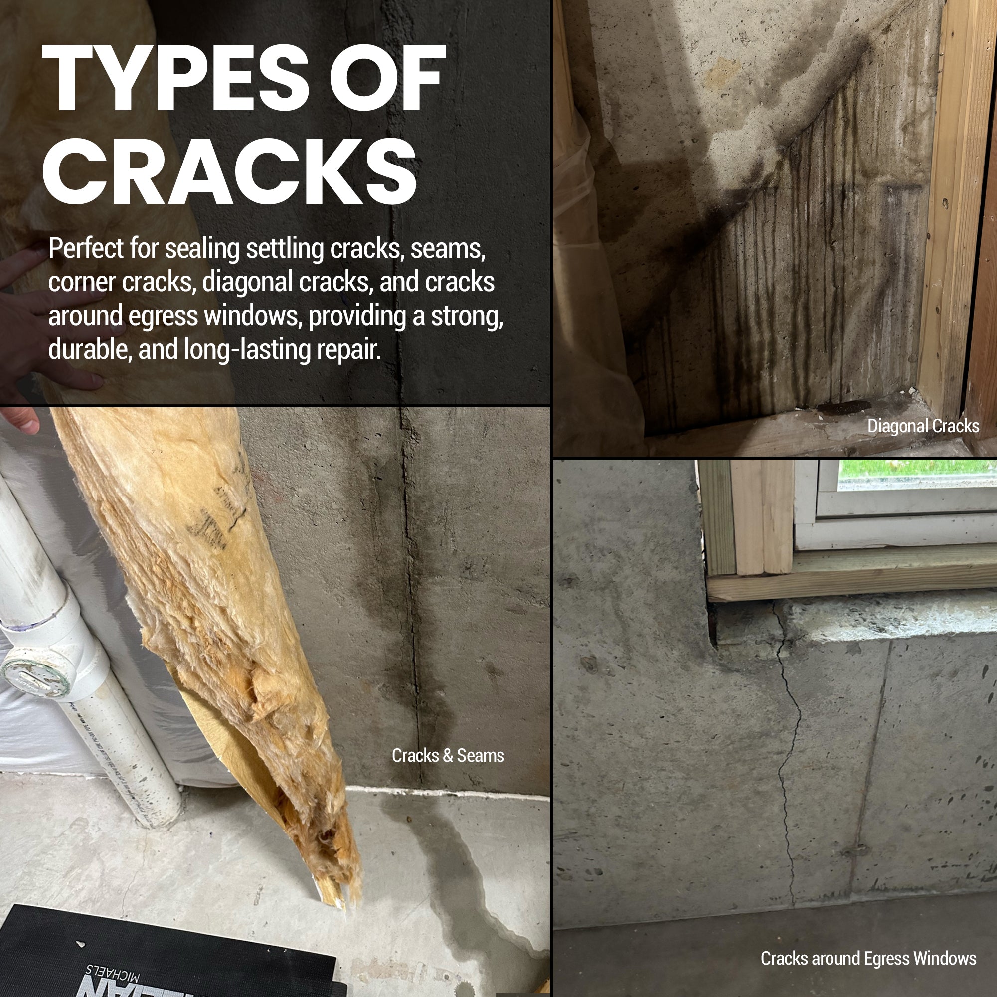 RadonSeal Concrete Foundation Crack DIY Repair Kit for Basement Wall Cracks (For Parts) - VMInnovations