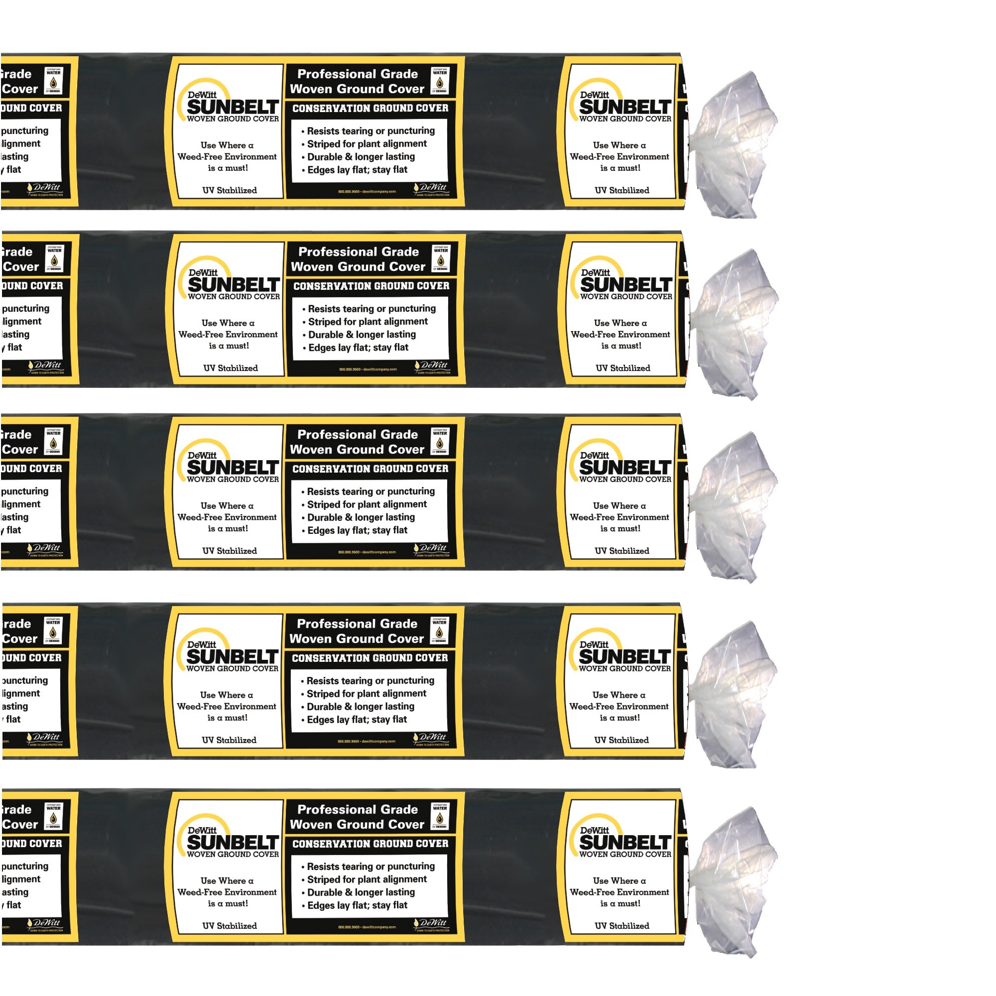 DeWitt Sunbelt 3' Wide Weed Barrier Landscape Fabric Ground Cover, 300' (5 Pack) - VMInnovations