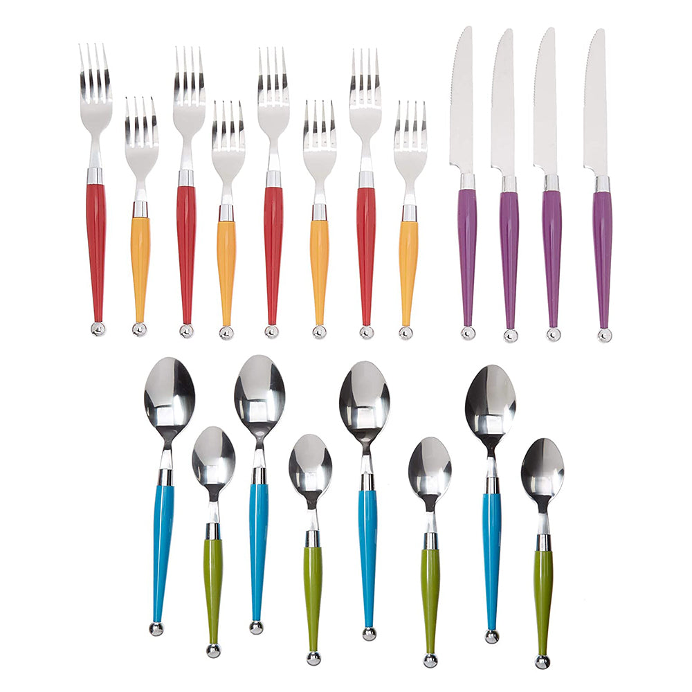 Gibson Art Deco Stainless Steel Flatware Silverware Set with Rack, 20 Piece