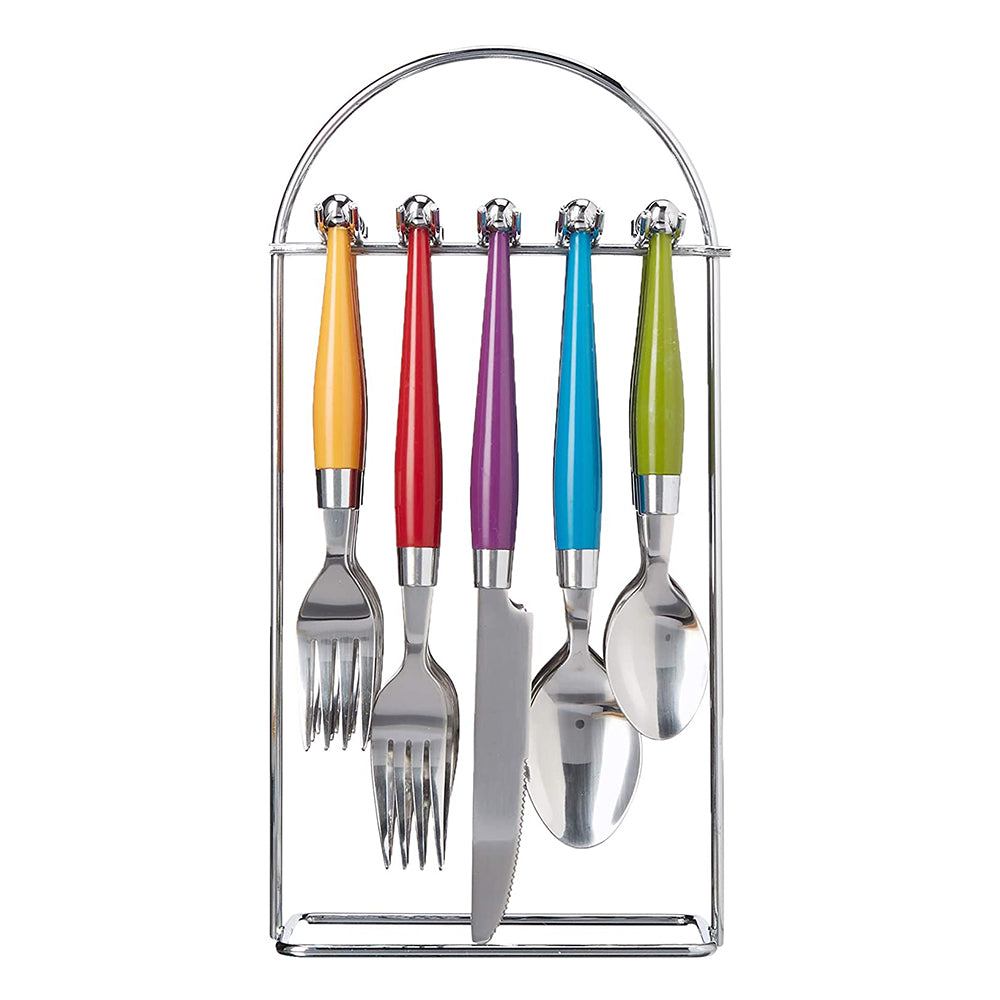Gibson Art Deco Stainless Steel Flatware Silverware Set with Rack, 20 Piece