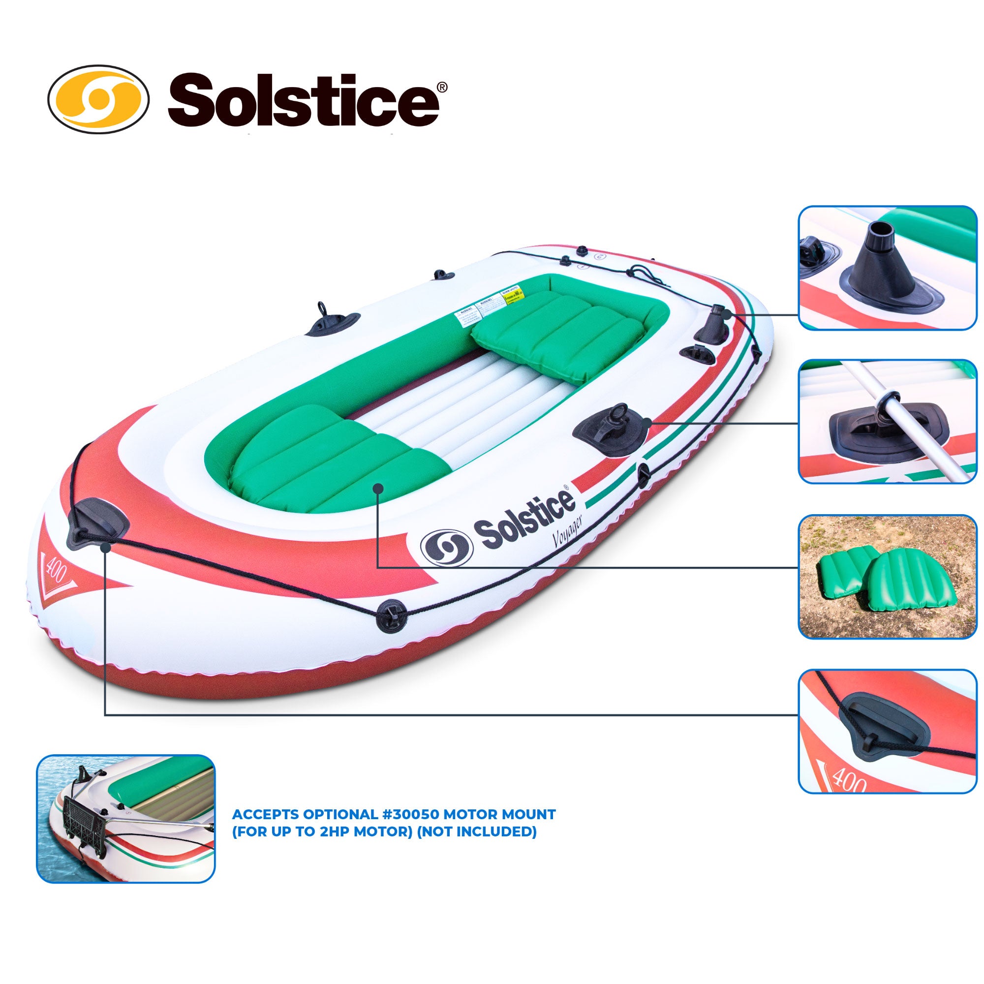 Swimline Solstice 30400 Voyager Inflatable 4 Person Fishing Leisure Boat Raft - VMInnovations