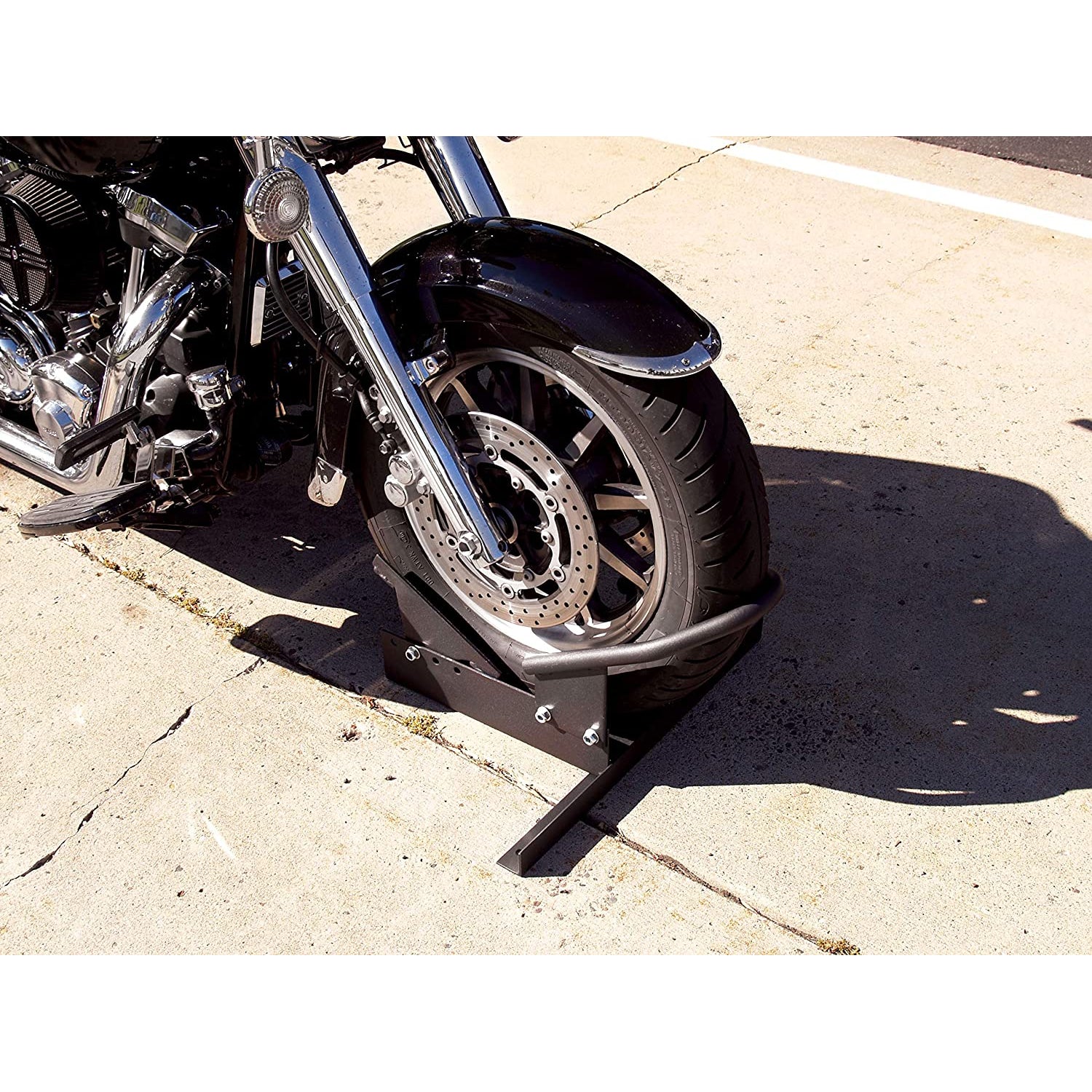 Extreme Max 5001.5010 Standard No Tip 17-21 Inch Motorcycle Wheel Chock, Black