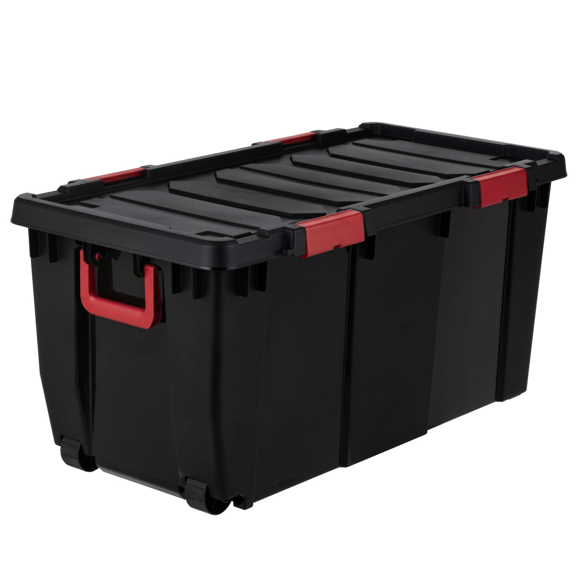 IRIS USA 32 Gallon Heavy Duty Rolling Storage Bins with Lids, Black, (Open Box)