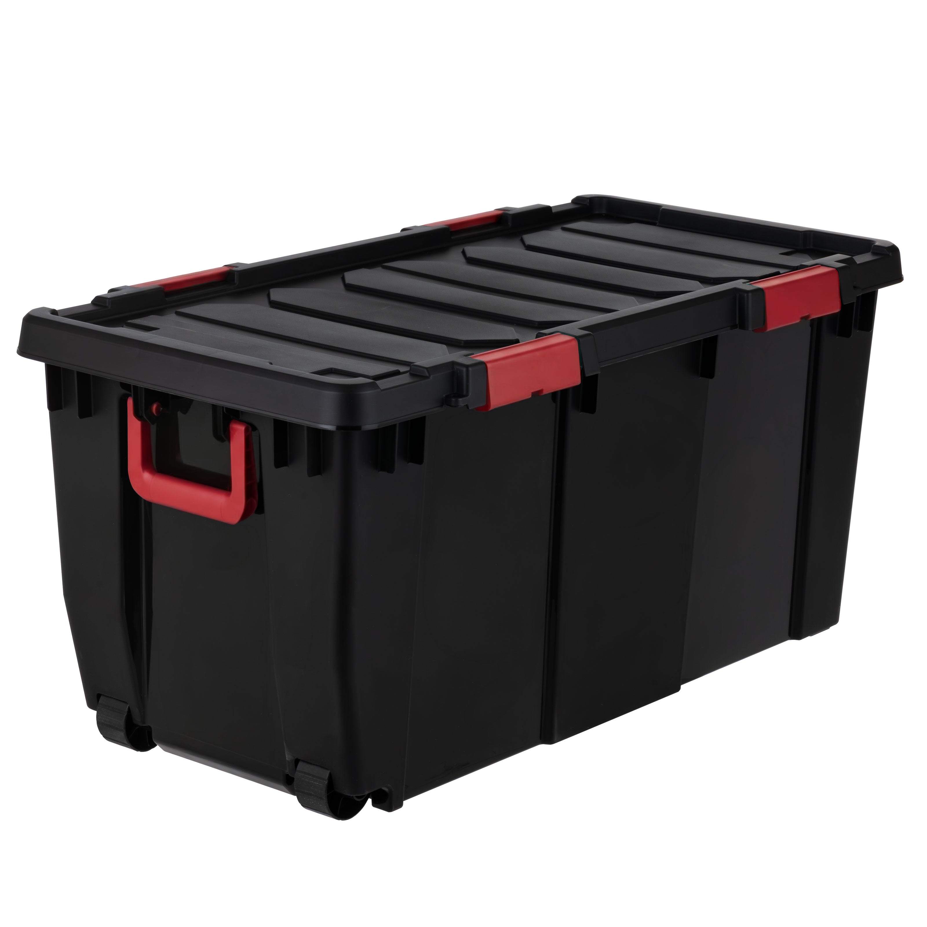 IRIS USA 32 Gallon Heavy Duty Rolling Storage Bins with Lids, Black, (Open Box)