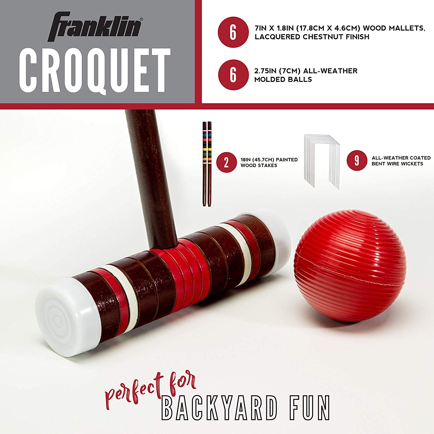 Franklin Sports 50211 Classic Family Outdoor Game Croquet Set with Accessories